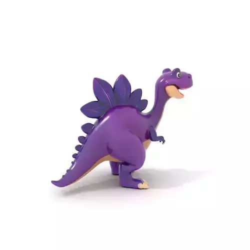 Cartoon Purple Dinosaur Model Pack with Spikes