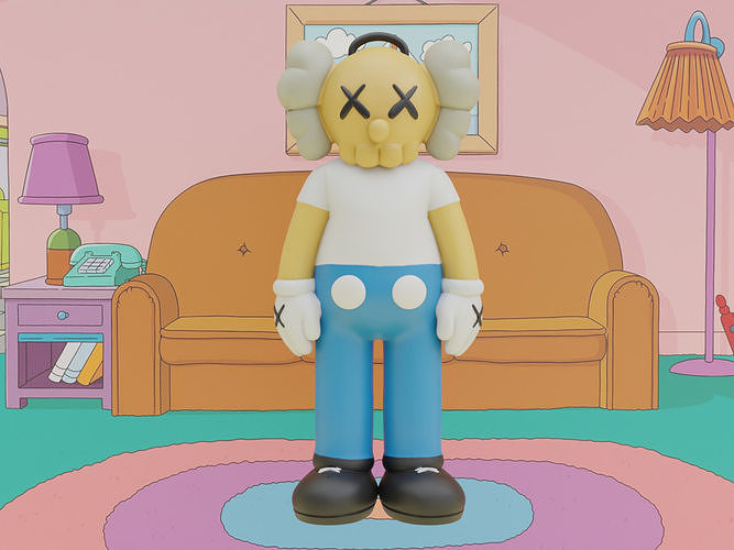 Kaws x Homer Simpson Collectible Art Toy 3D Model Low-poly 3D model