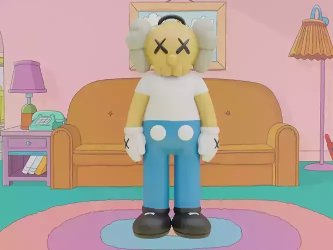 Kaws x Homer Simpson Collectible Art Toy 3D Model