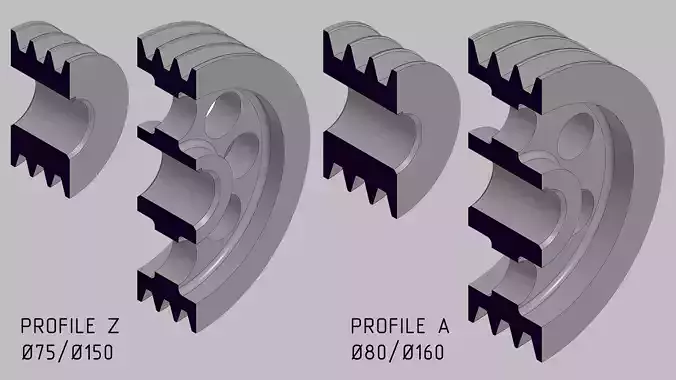 V-Belt Pulley Pack - 8 Pulleys for Z A B C Belt Profiles