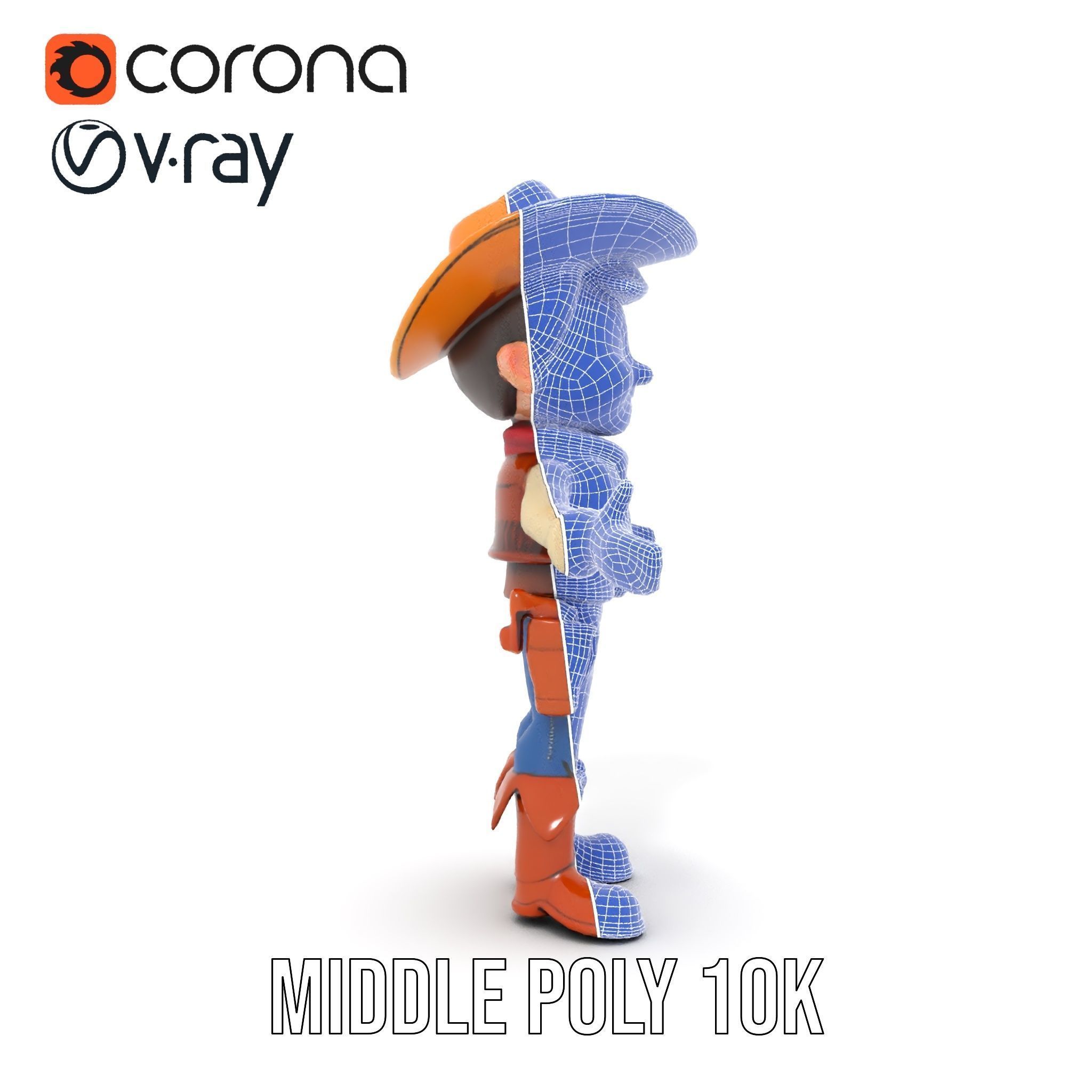 Young Cowboy Character Model  Rigged and Animated for Games Low-poly 3D model_34