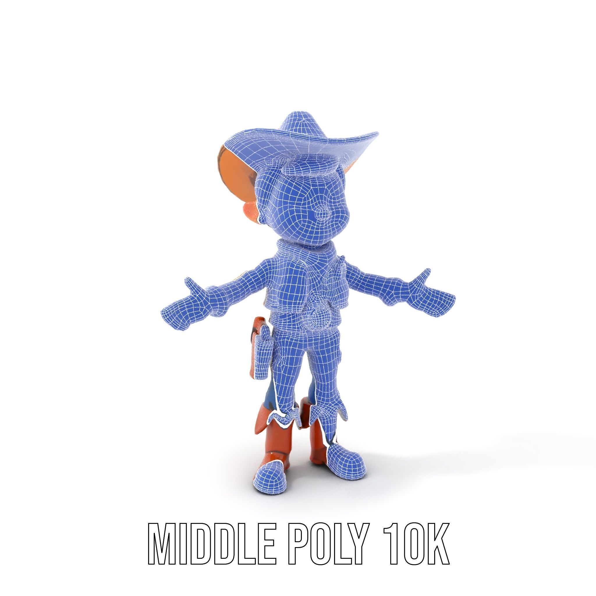 Young Cowboy Character Model  Rigged and Animated for Games Low-poly 3D model_26