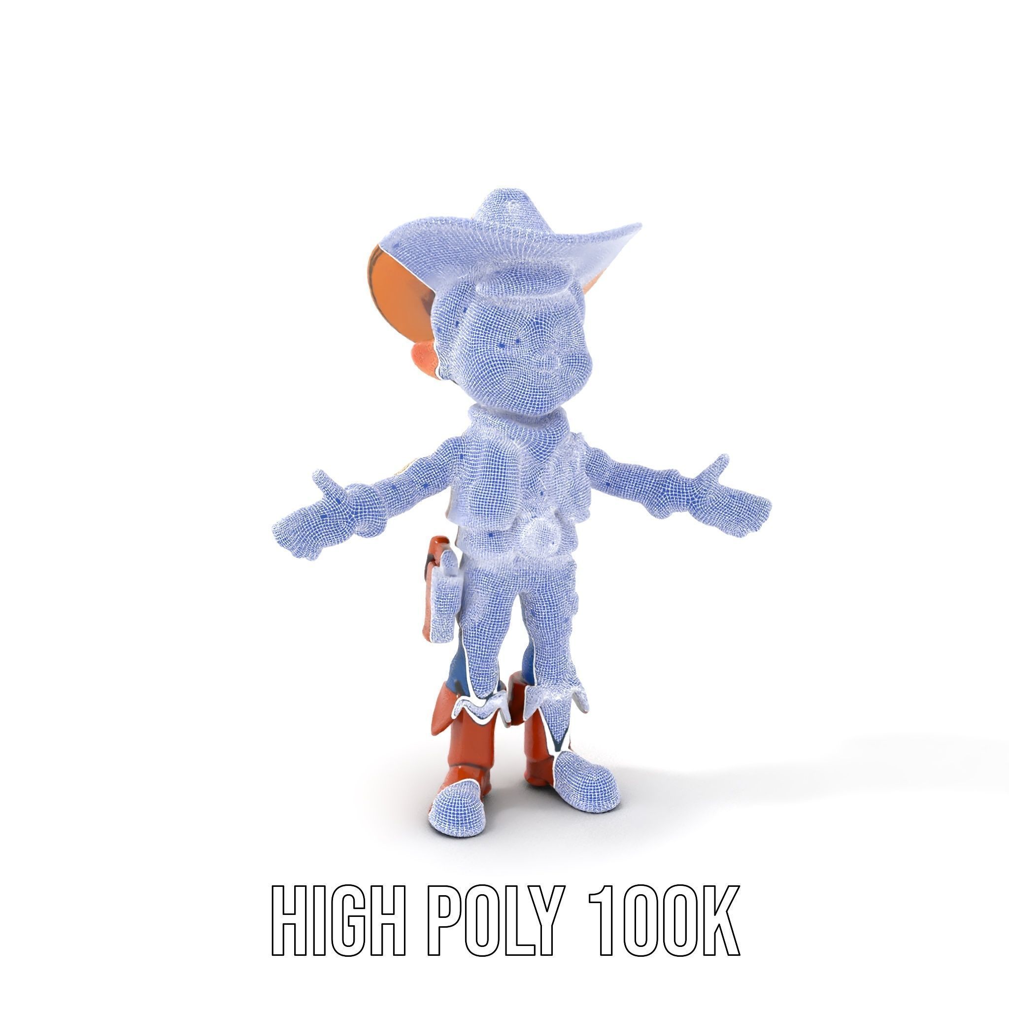 Young Cowboy Character Model  Rigged and Animated for Games Low-poly 3D model_4