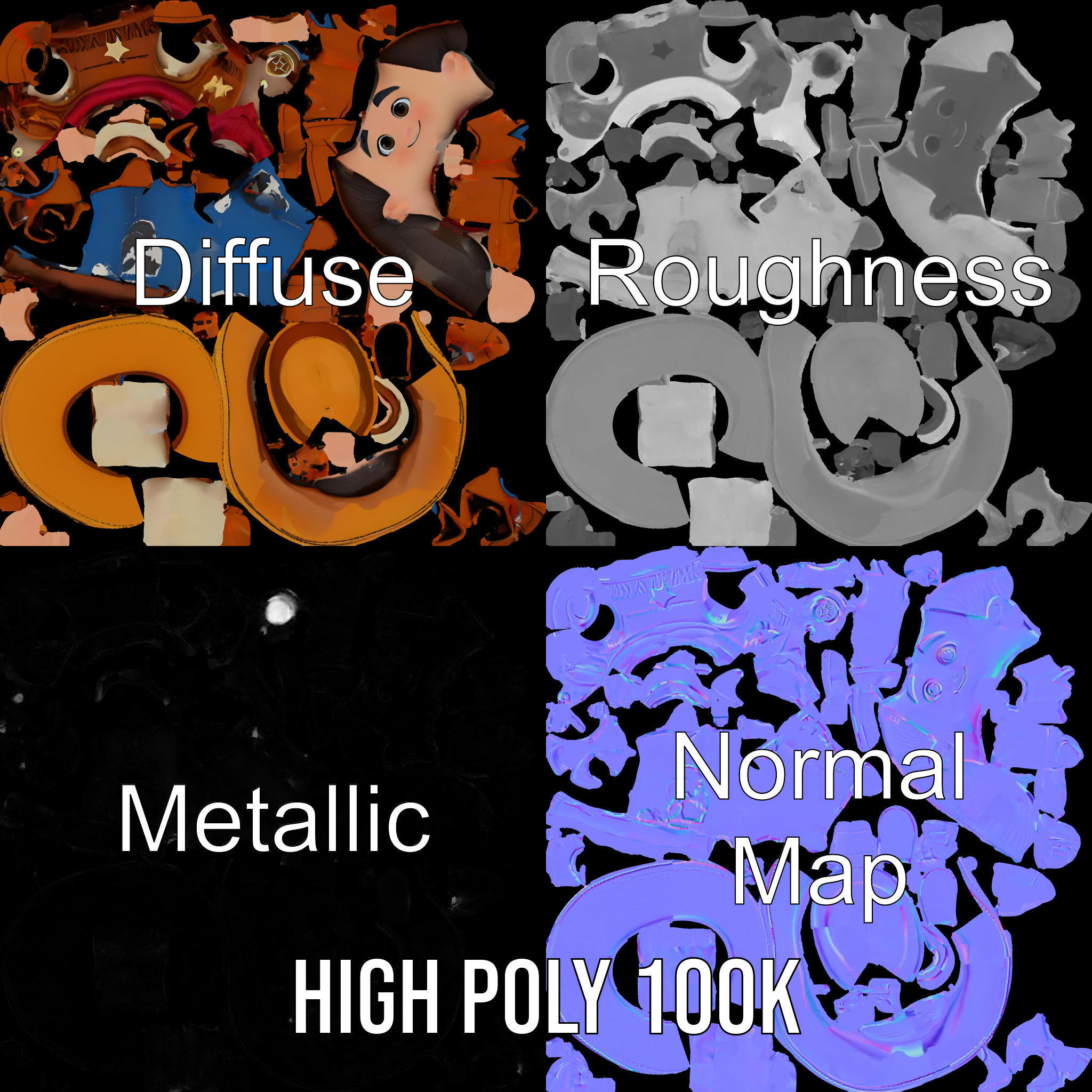 Young Cowboy Character Model  Rigged and Animated for Games Low-poly 3D model_3