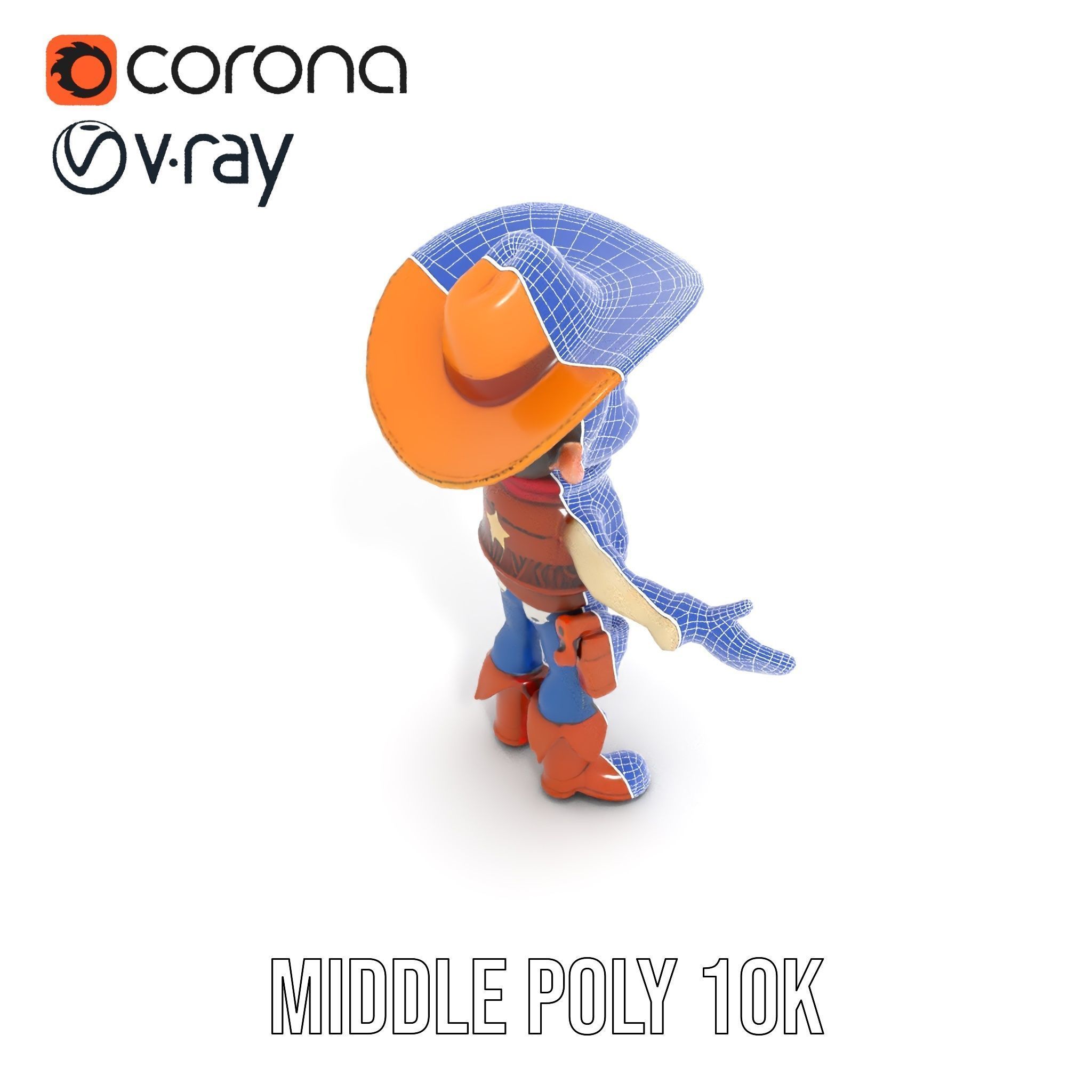 Young Cowboy Character Model  Rigged and Animated for Games Low-poly 3D model_32