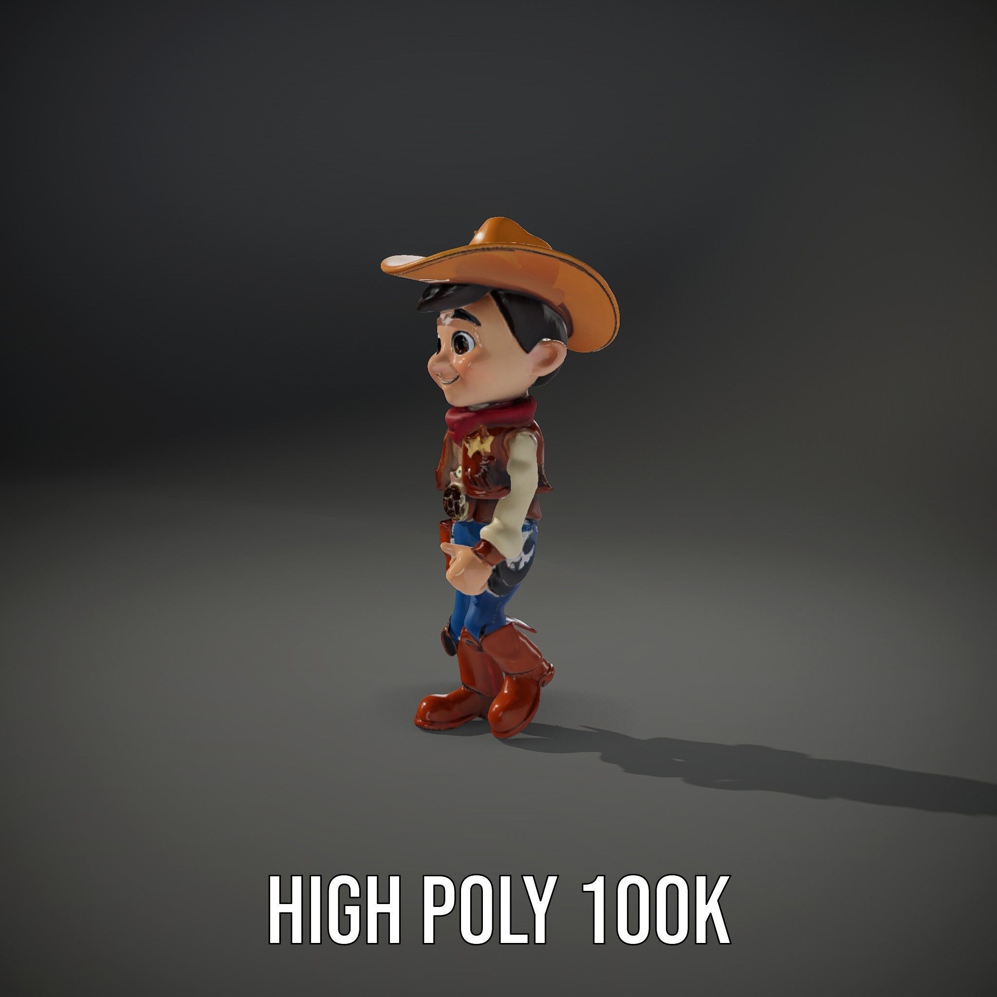 Young Cowboy Character Model  Rigged and Animated for Games Low-poly 3D model_15