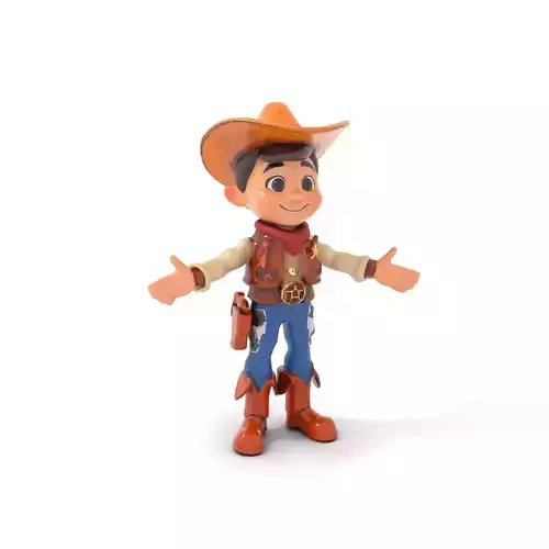 Young Cowboy Character Model  Rigged and Animated for Games Low-poly 3D model