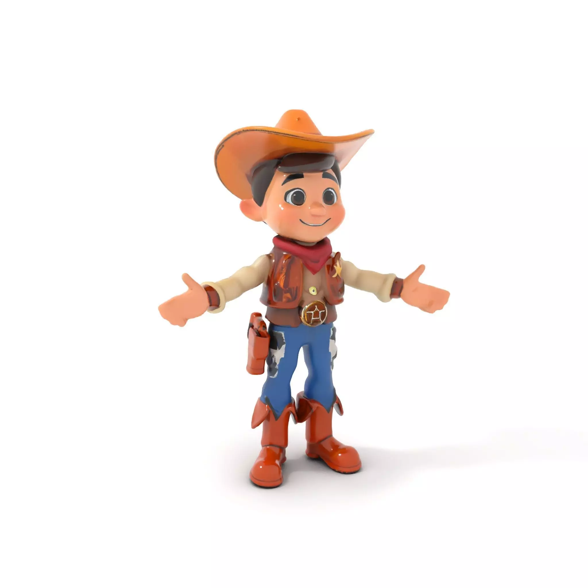 Young Cowboy Character Model  Rigged and Animated for Games Low-poly 3D model_0