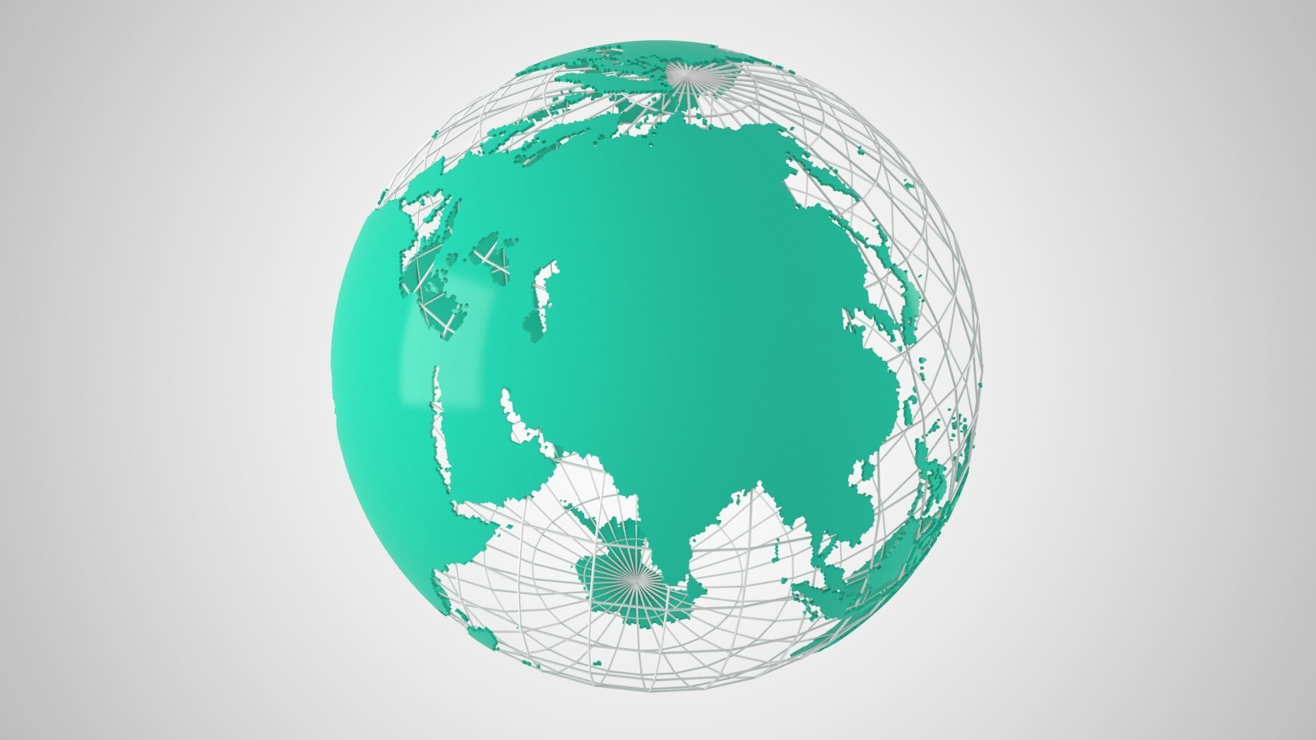 Globe News Skeleton Turquoise Color 3D model_2