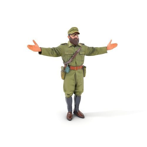 Military Officer Character Rigged and Animated in Uniform wit... Low-poly 3D model