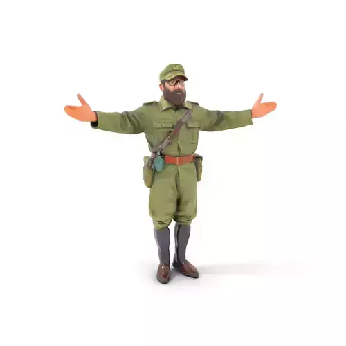 Military Officer Character Rigged and Animated in Uniform with Accessories