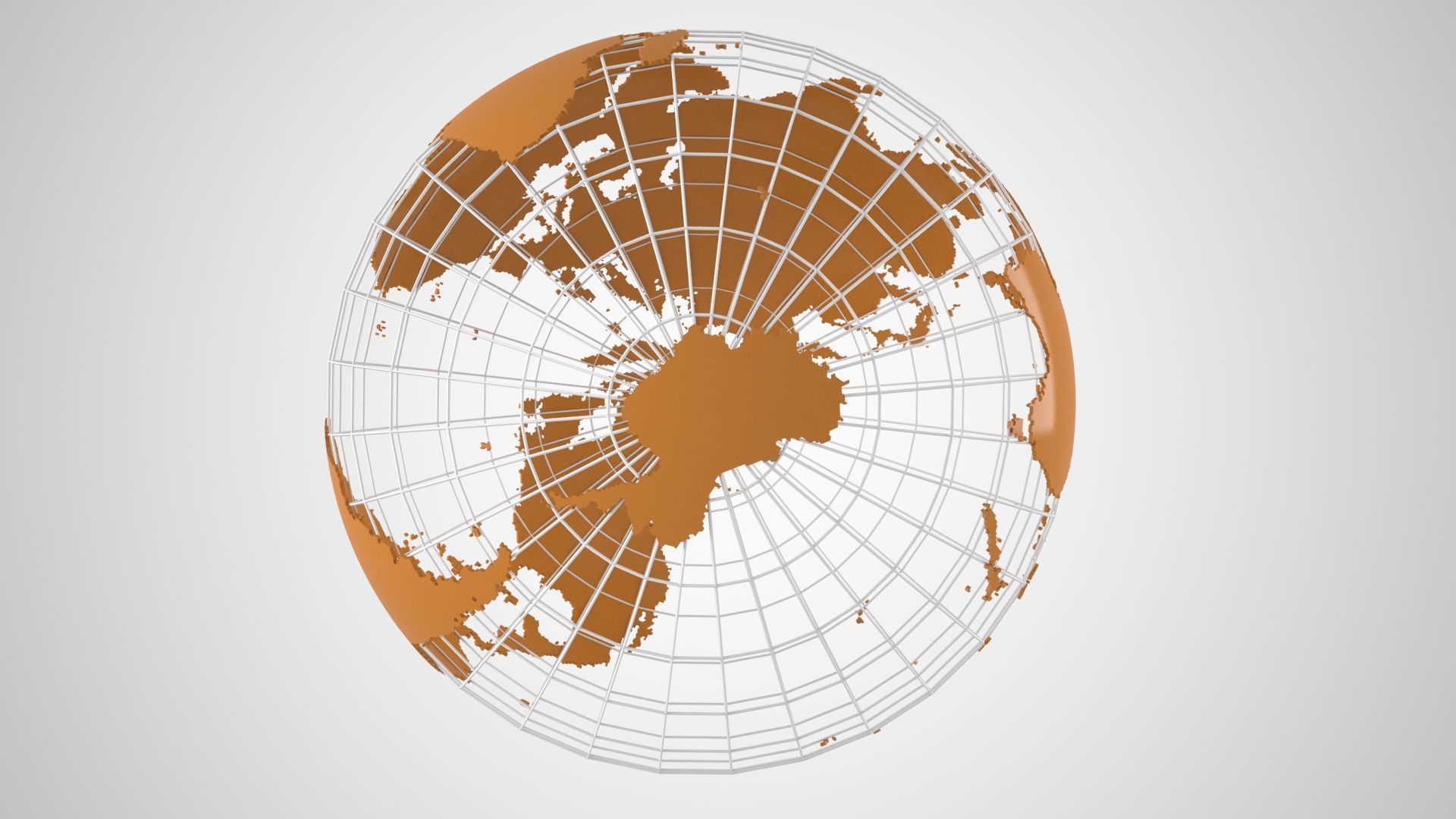 Globe News Skeleton Copper Color 3D model_4