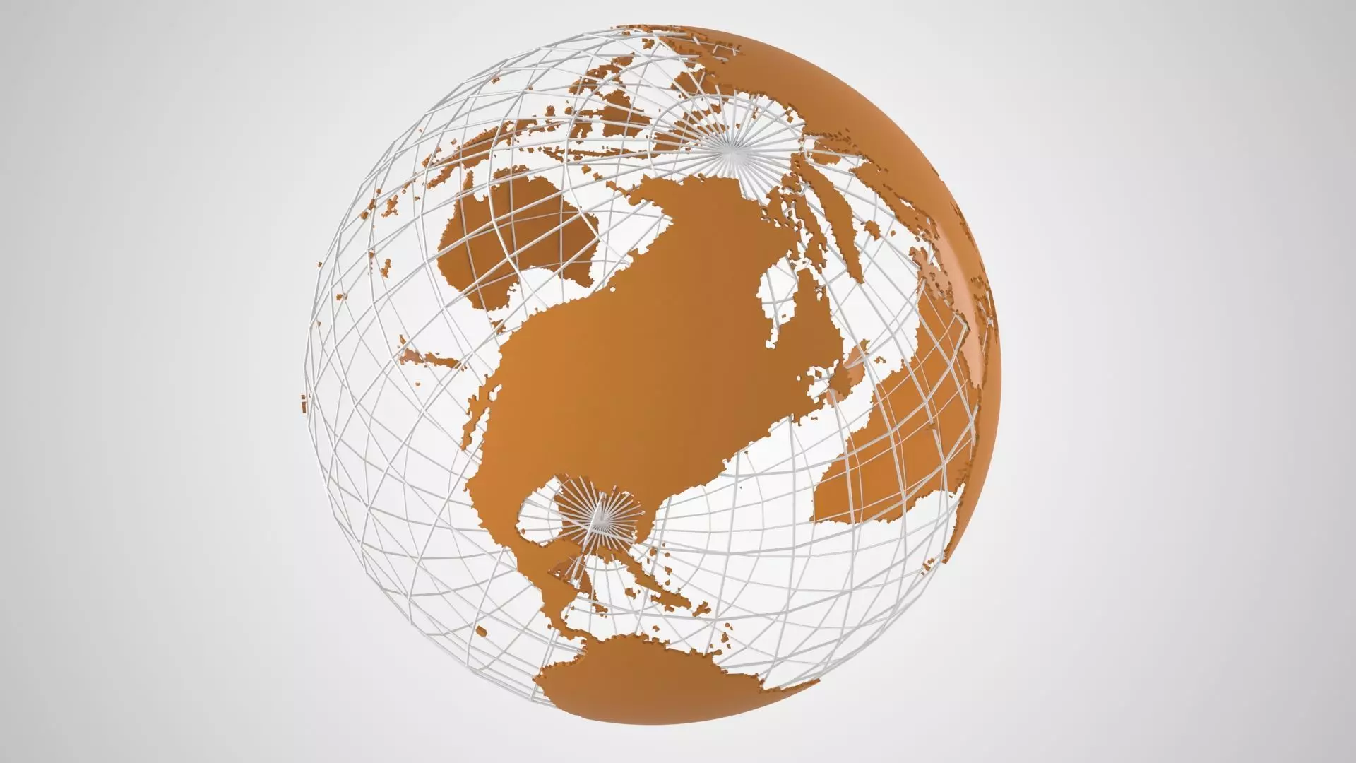 Globe News Skeleton Copper Color 3D model_0