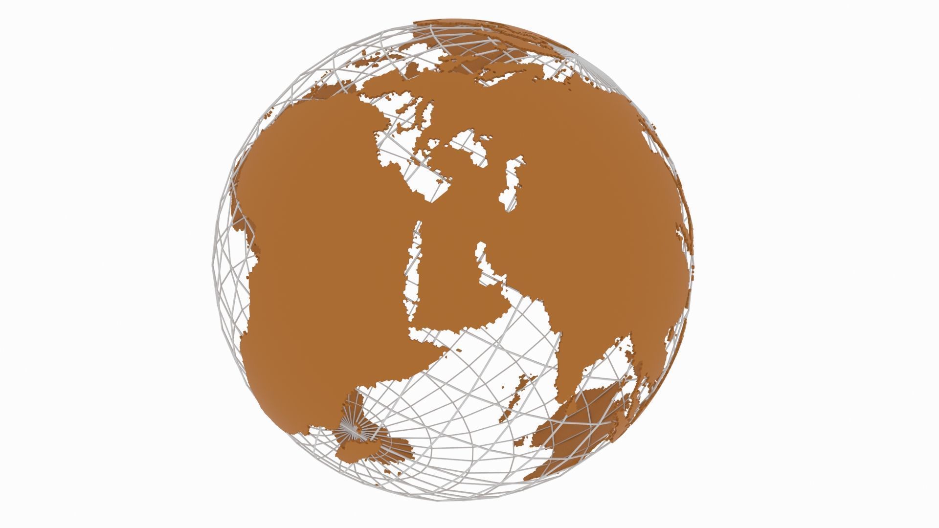 Globe News Skeleton Copper Color 3D model_2