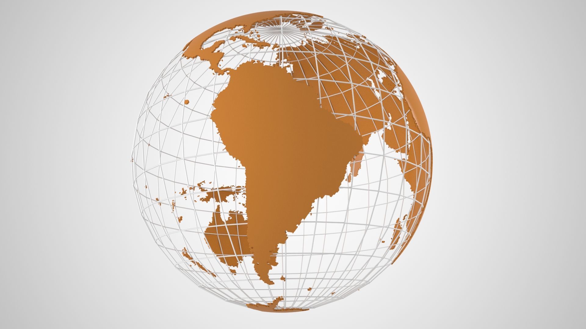 Globe News Skeleton Copper Color 3D model_1