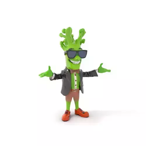 Green Vegetation Character Rigged and Animated with Suit and ... Low-poly 3D model