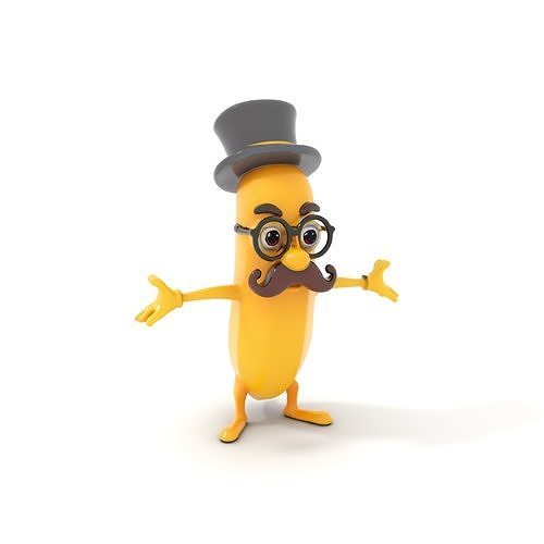 Charming Banana Gentleman Character Rigged and Animated Low-poly 3D model