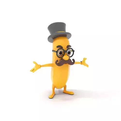 Charming Banana Gentleman Character Rigged and Animated