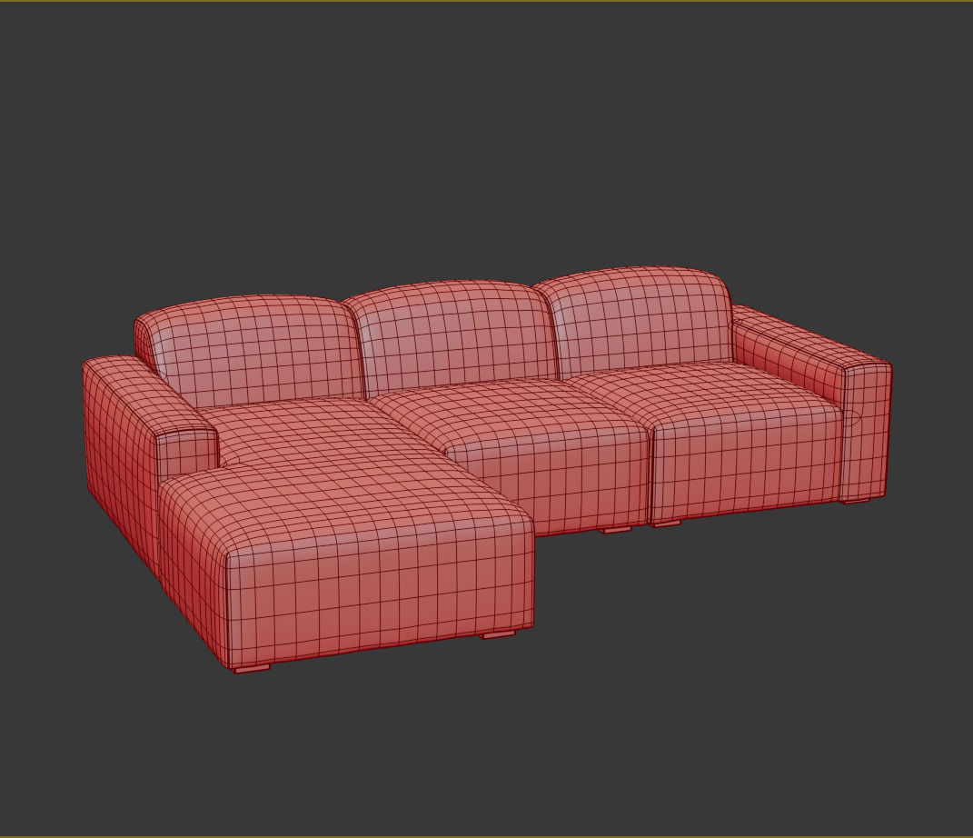 Morgan Modular Chaise Sectional Low-poly 3D model_17