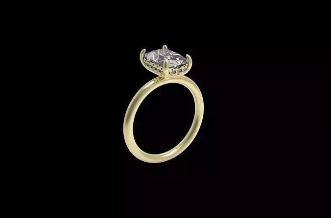 Hidden halo Engagement Ring with Emerald 3D print model