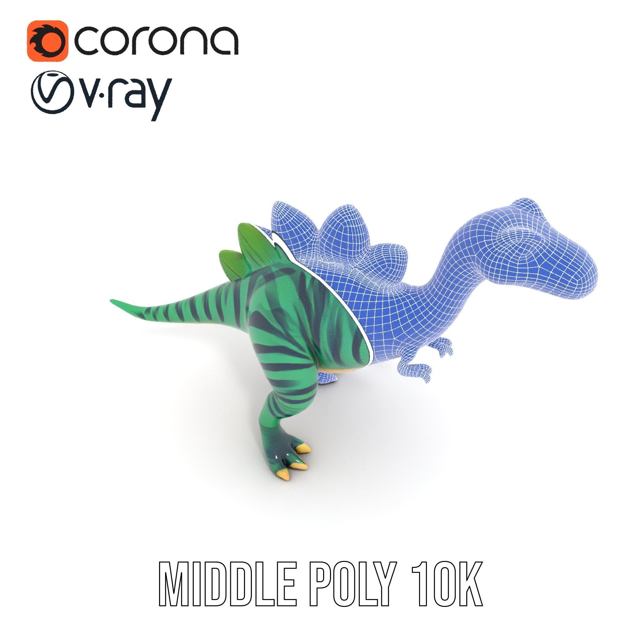 Cartoon Dinosaur Model Pack with Vibrant Textures Low-poly 3D model_29