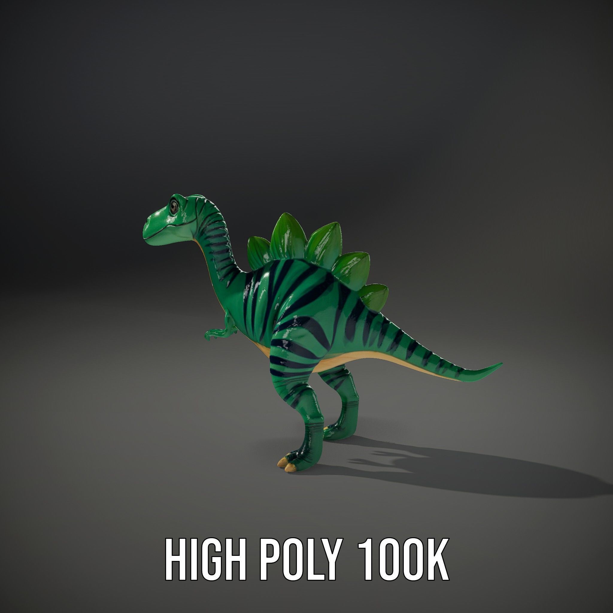 Cartoon Dinosaur Model Pack with Vibrant Textures Low-poly 3D model_8
