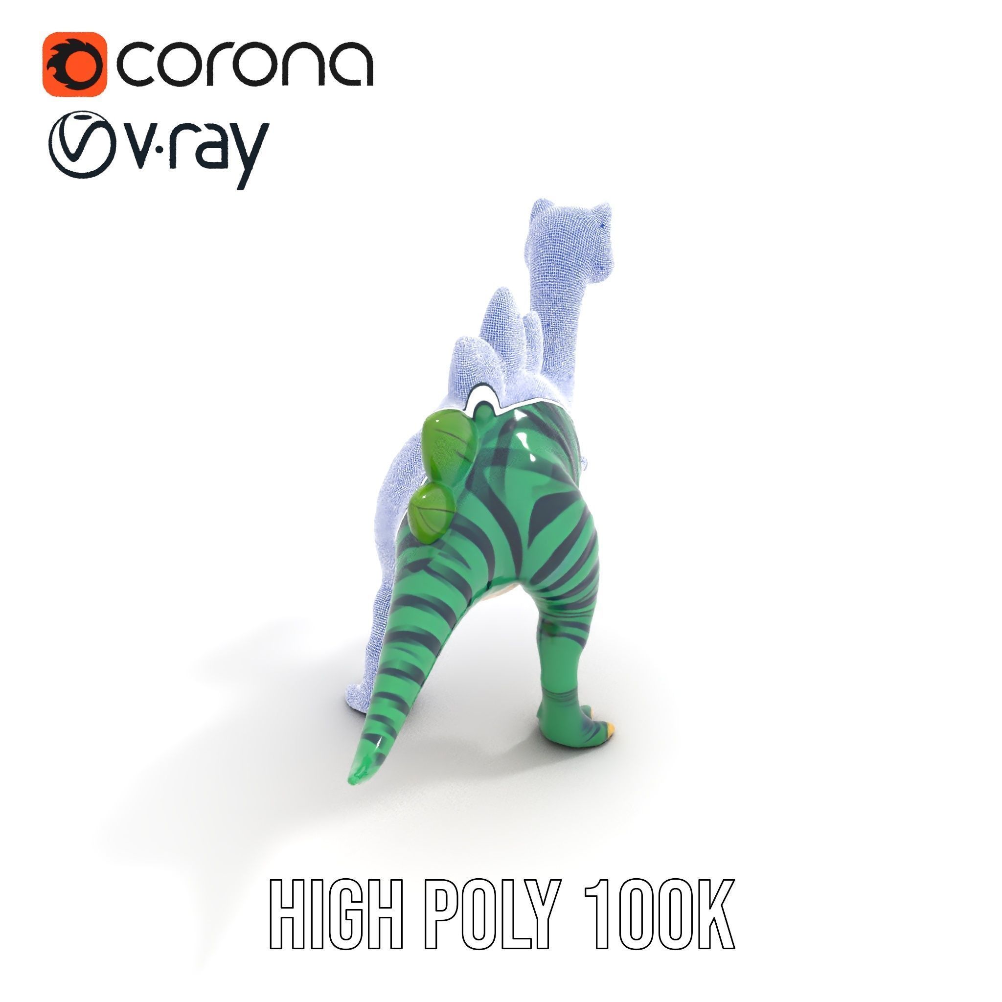 Cartoon Dinosaur Model Pack with Vibrant Textures Low-poly 3D model_26