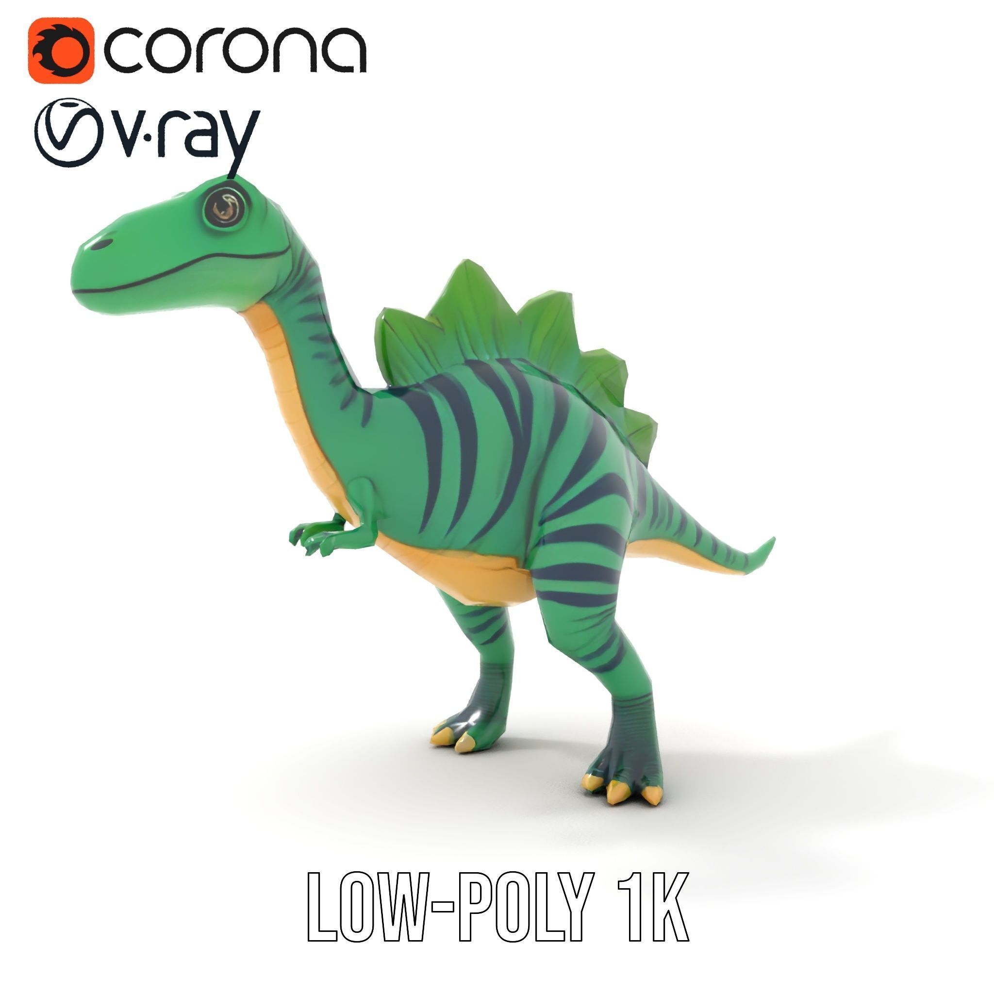 Cartoon Dinosaur Model Pack with Vibrant Textures Low-poly 3D model_12