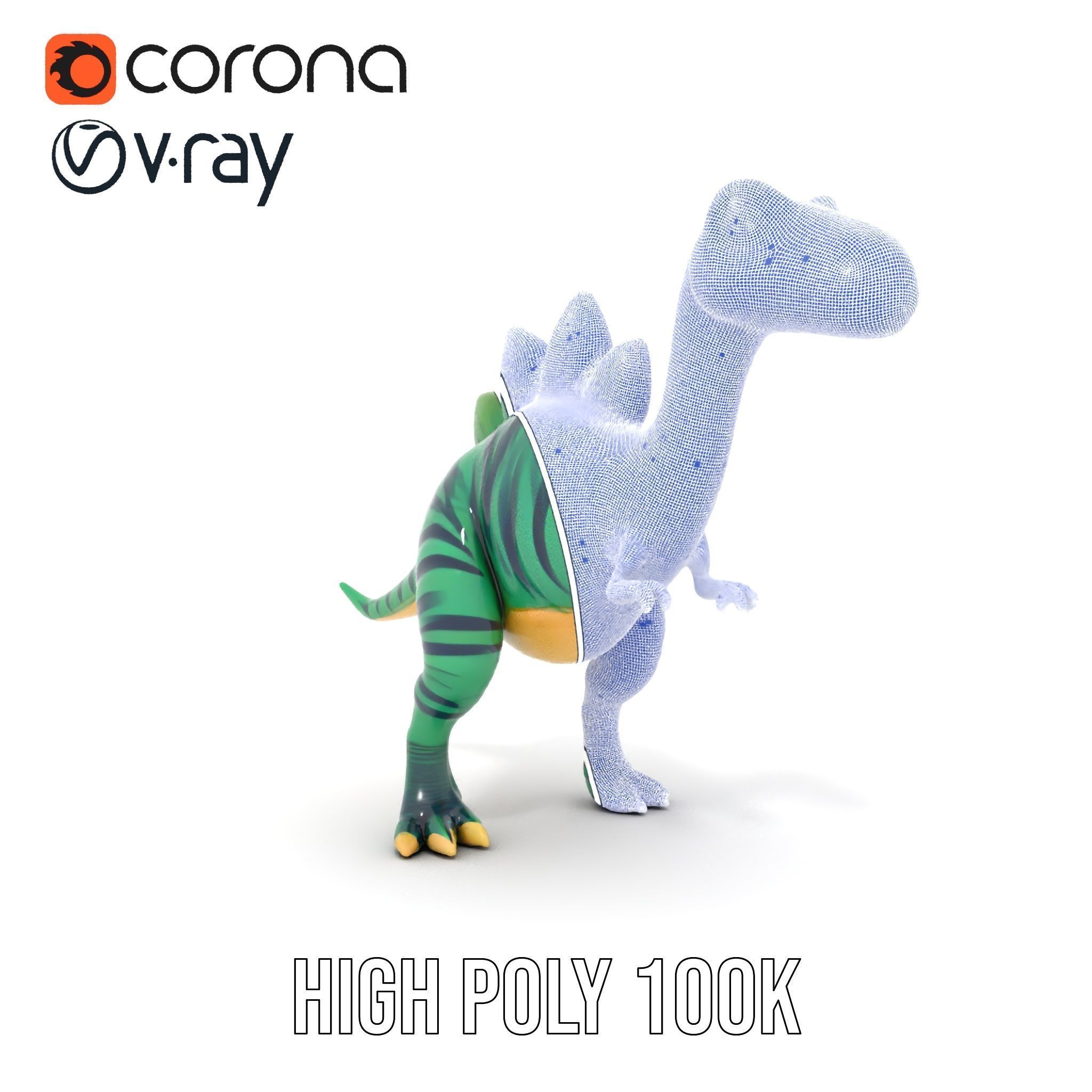Cartoon Dinosaur Model Pack with Vibrant Textures Low-poly 3D model_34