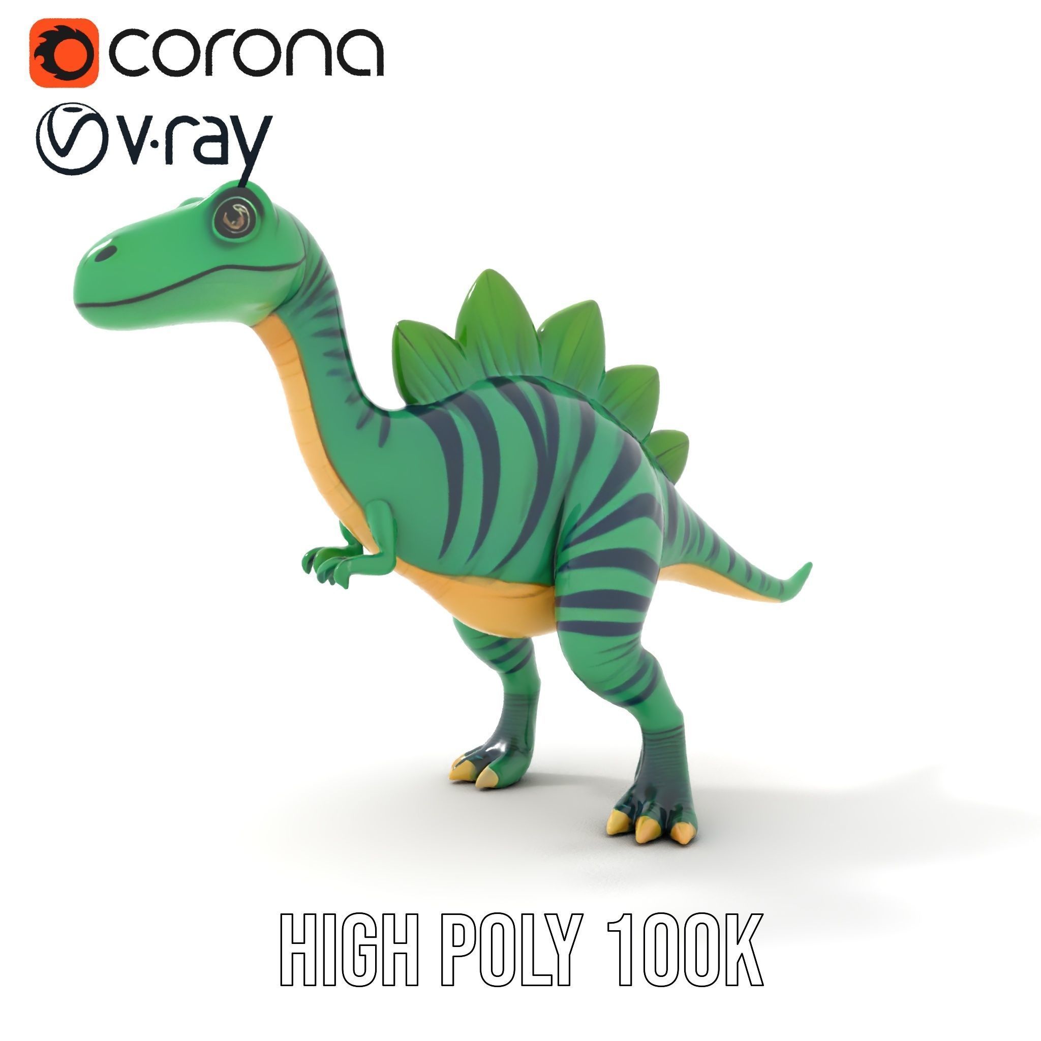 Cartoon Dinosaur Model Pack with Vibrant Textures Low-poly 3D model_23
