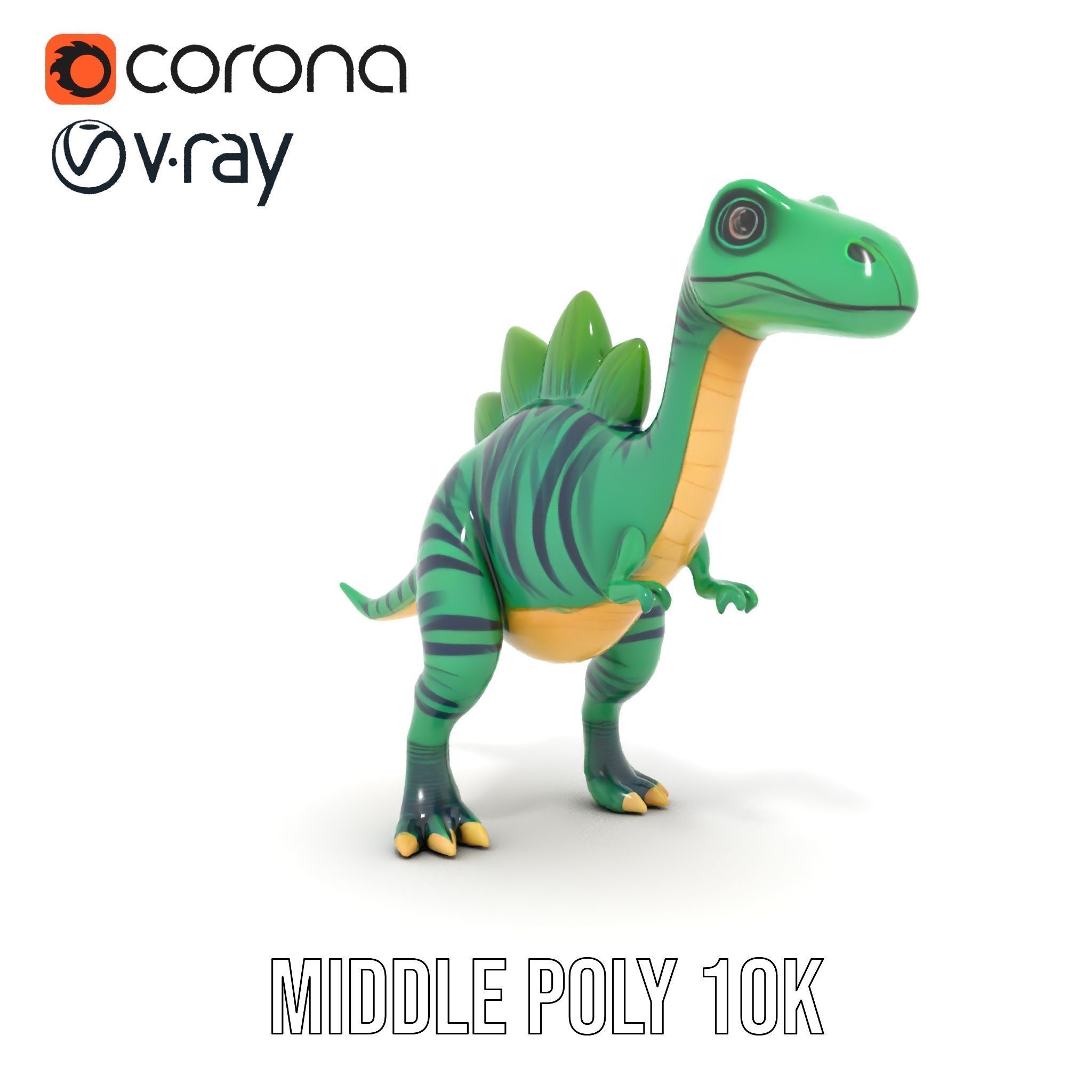 Cartoon Dinosaur Model Pack with Vibrant Textures Low-poly 3D model_19