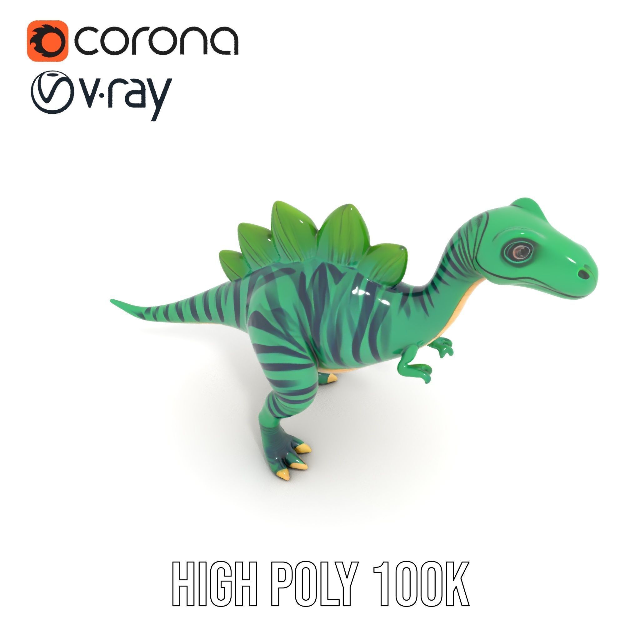 Cartoon Dinosaur Model Pack with Vibrant Textures Low-poly 3D model_15