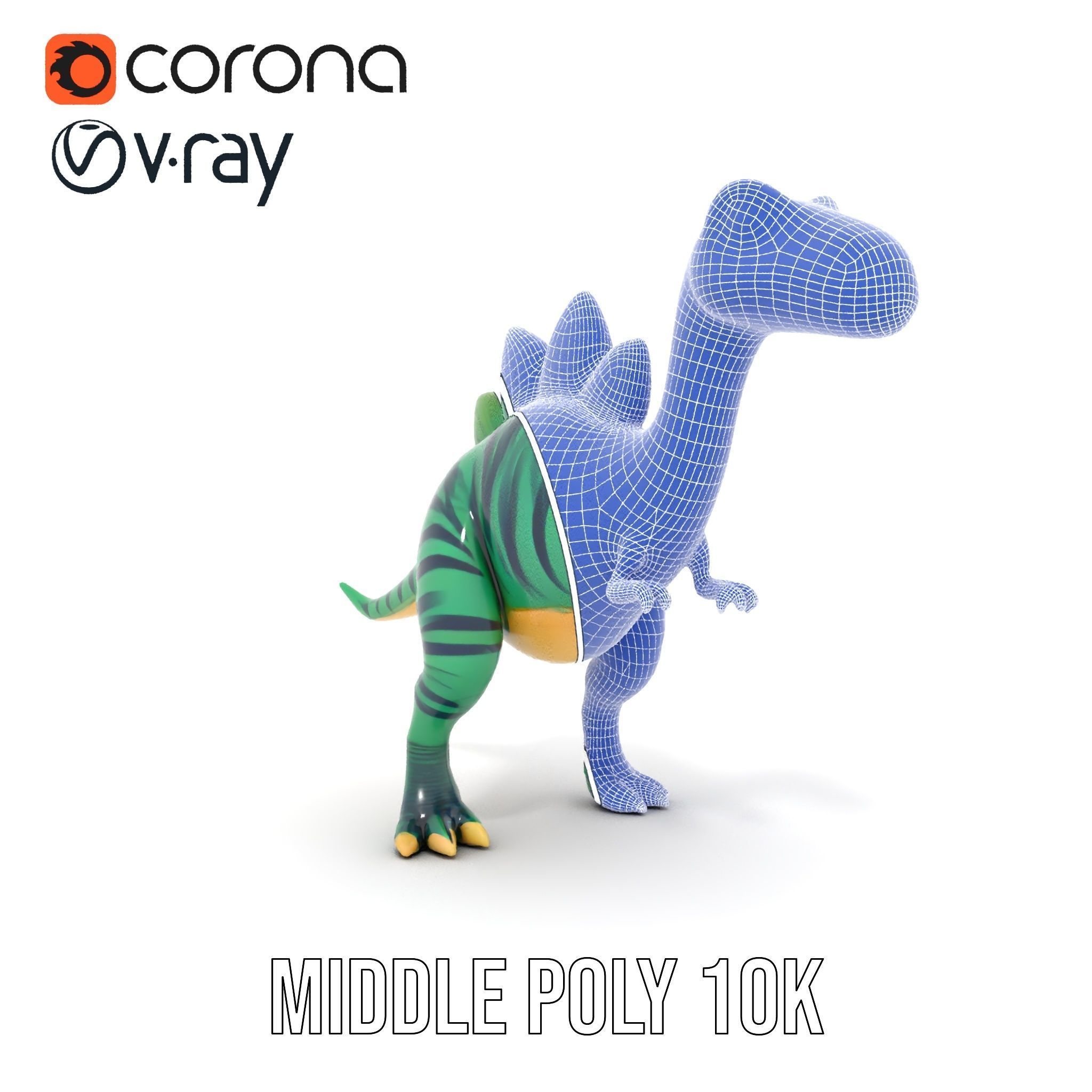 Cartoon Dinosaur Model Pack with Vibrant Textures Low-poly 3D model_16