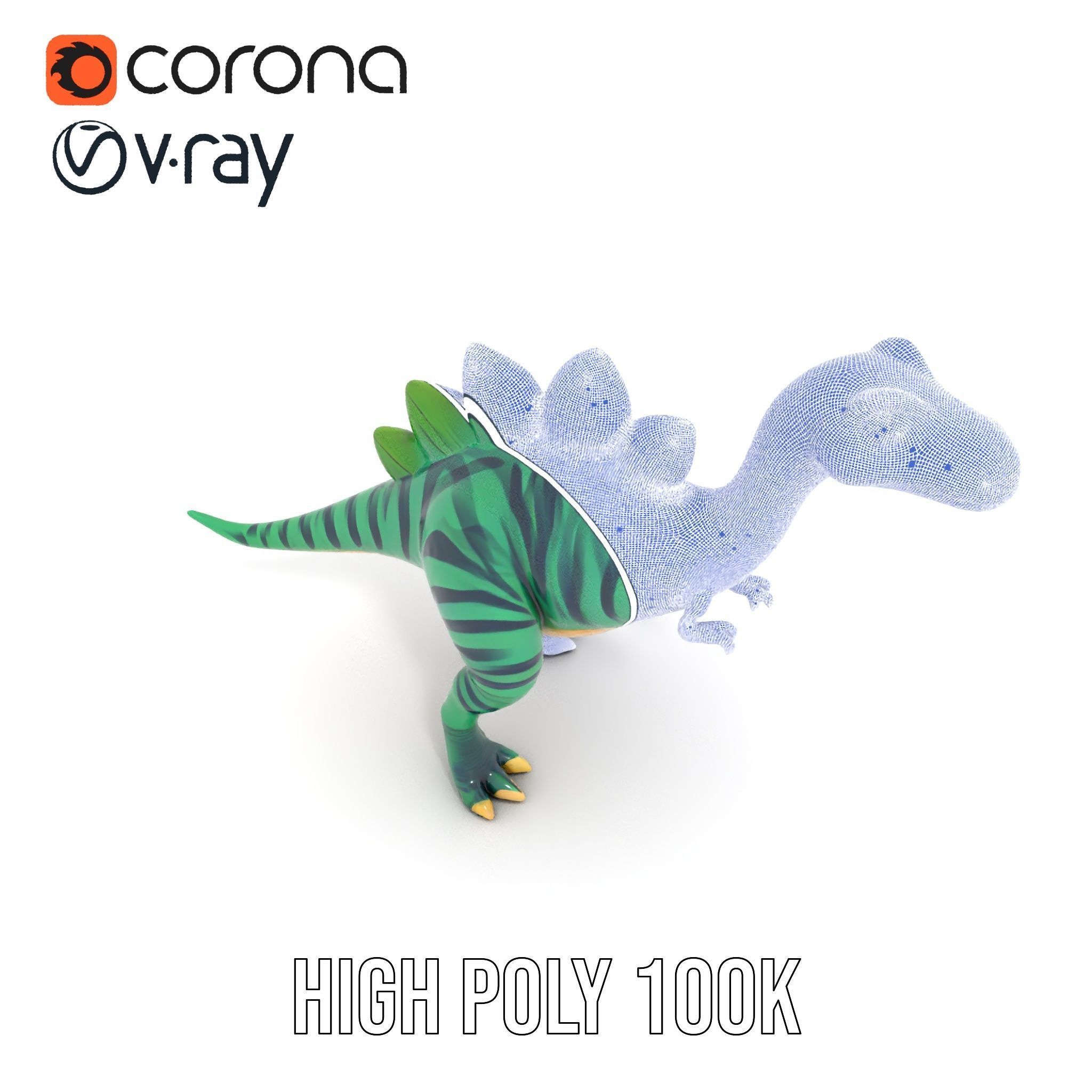 Cartoon Dinosaur Model Pack with Vibrant Textures Low-poly 3D model_32