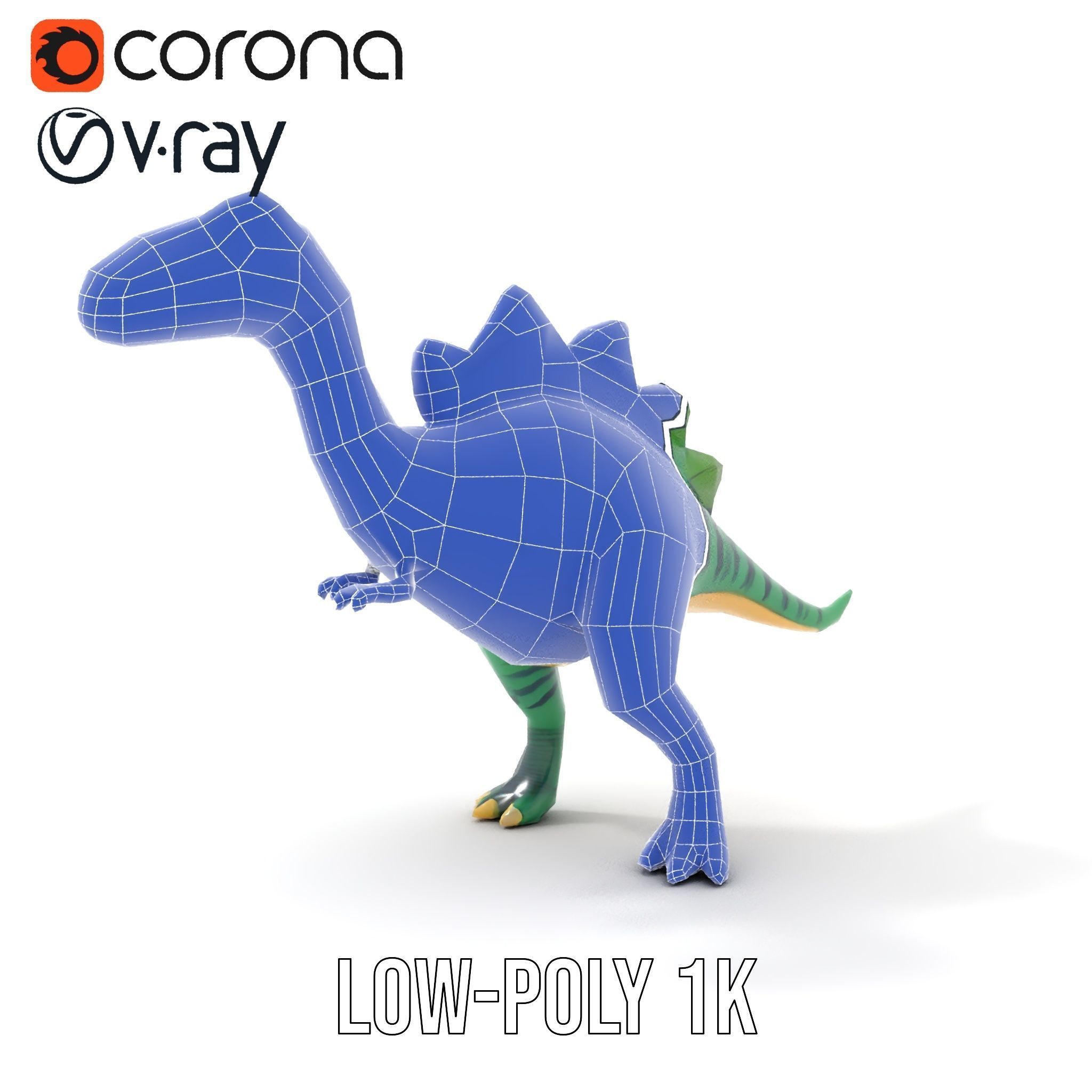 Cartoon Dinosaur Model Pack with Vibrant Textures Low-poly 3D model_17