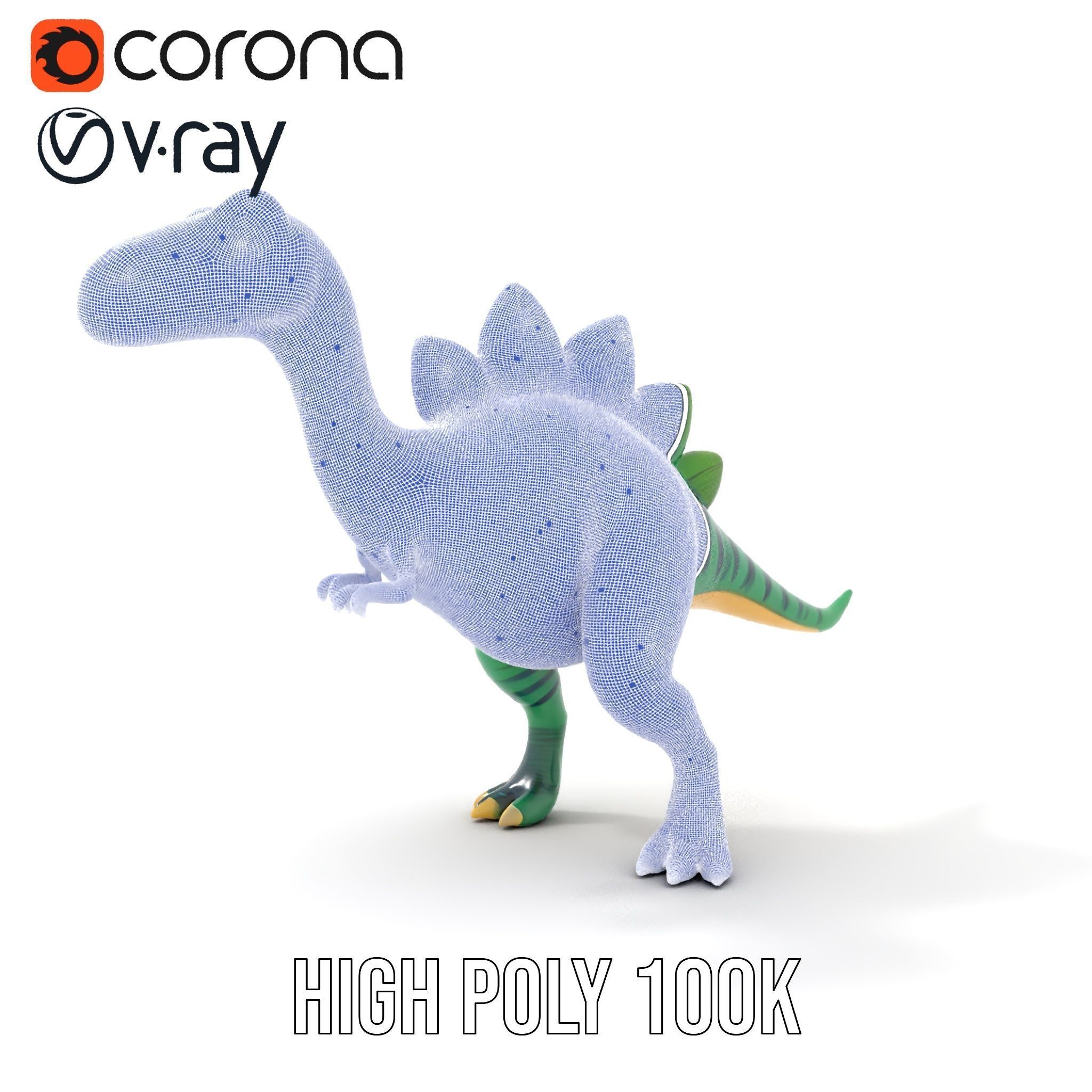 Cartoon Dinosaur Model Pack with Vibrant Textures Low-poly 3D model_31