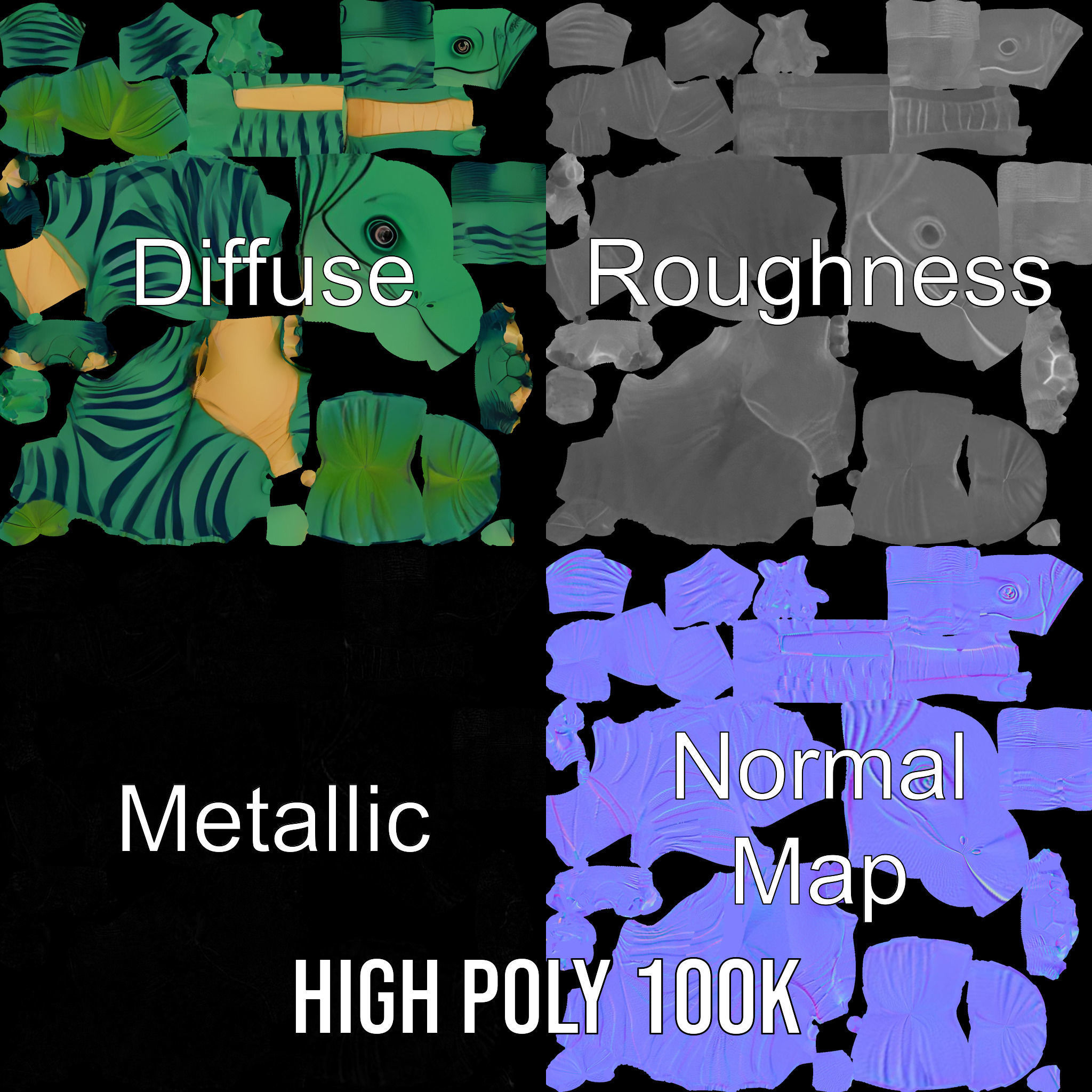 Cartoon Dinosaur Model Pack with Vibrant Textures Low-poly 3D model_3