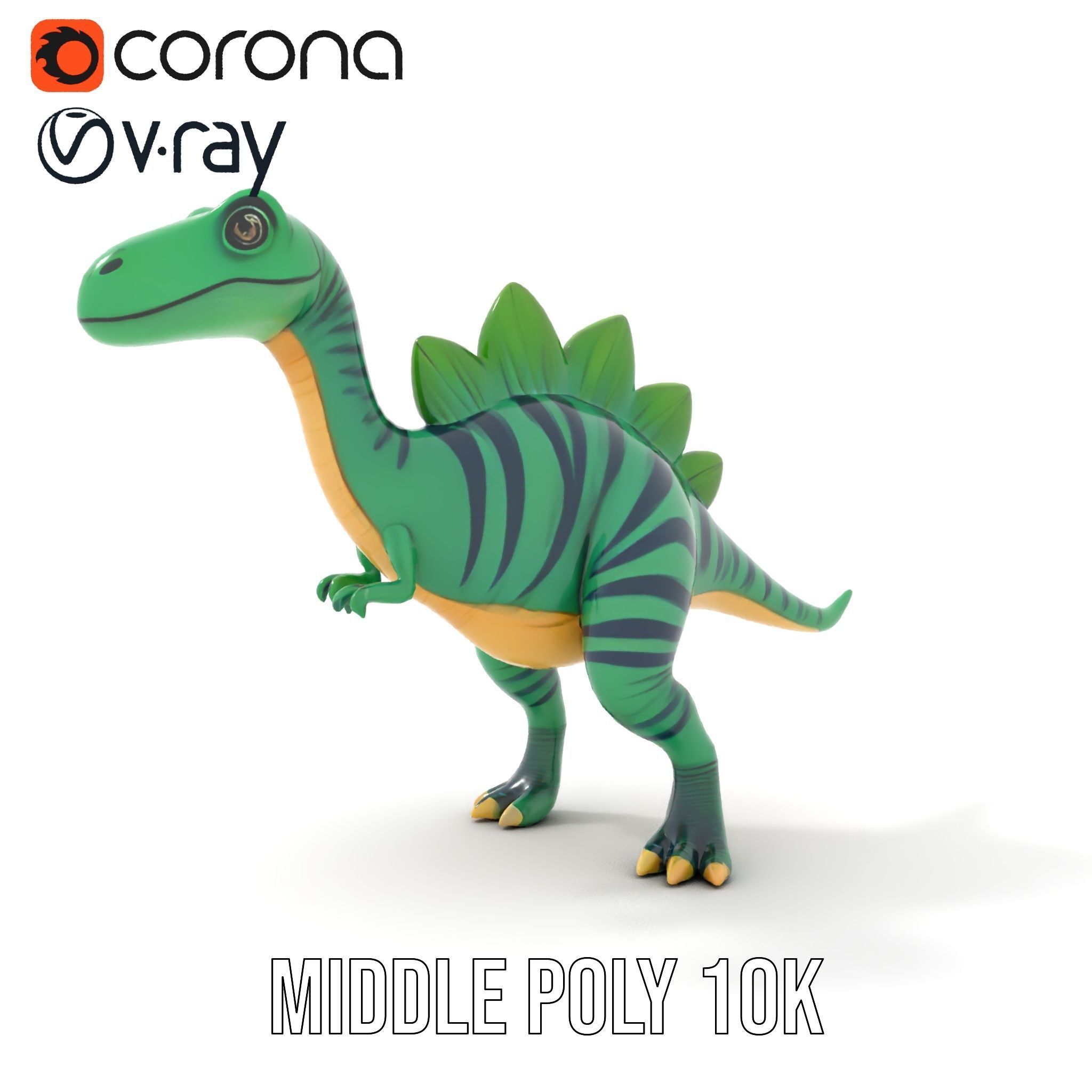 Cartoon Dinosaur Model Pack with Vibrant Textures Low-poly 3D model_27