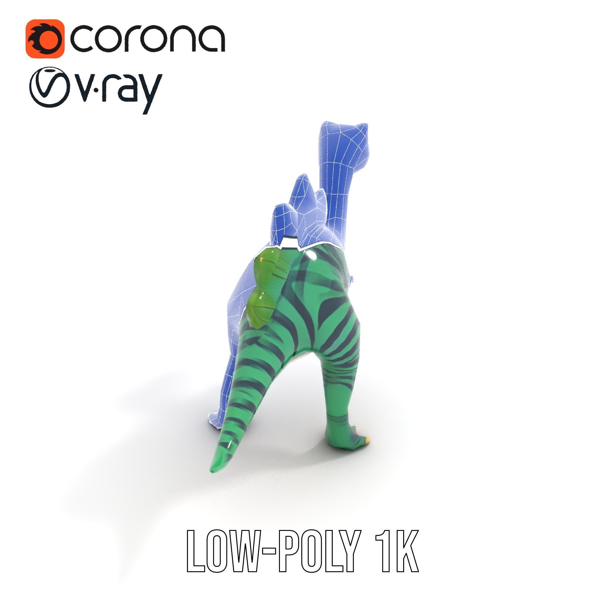 Cartoon Dinosaur Model Pack with Vibrant Textures Low-poly 3D model_30