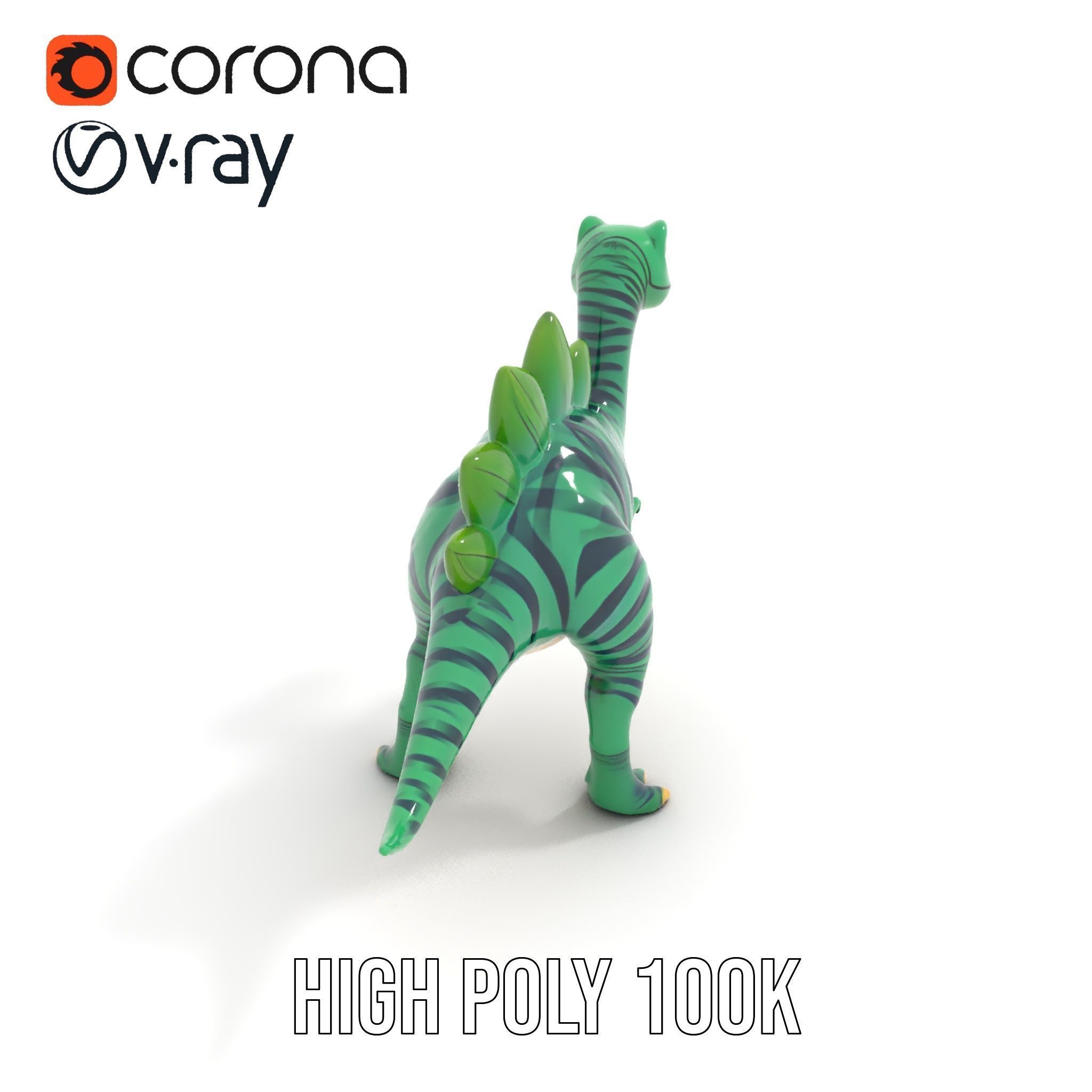 Cartoon Dinosaur Model Pack with Vibrant Textures Low-poly 3D model_18
