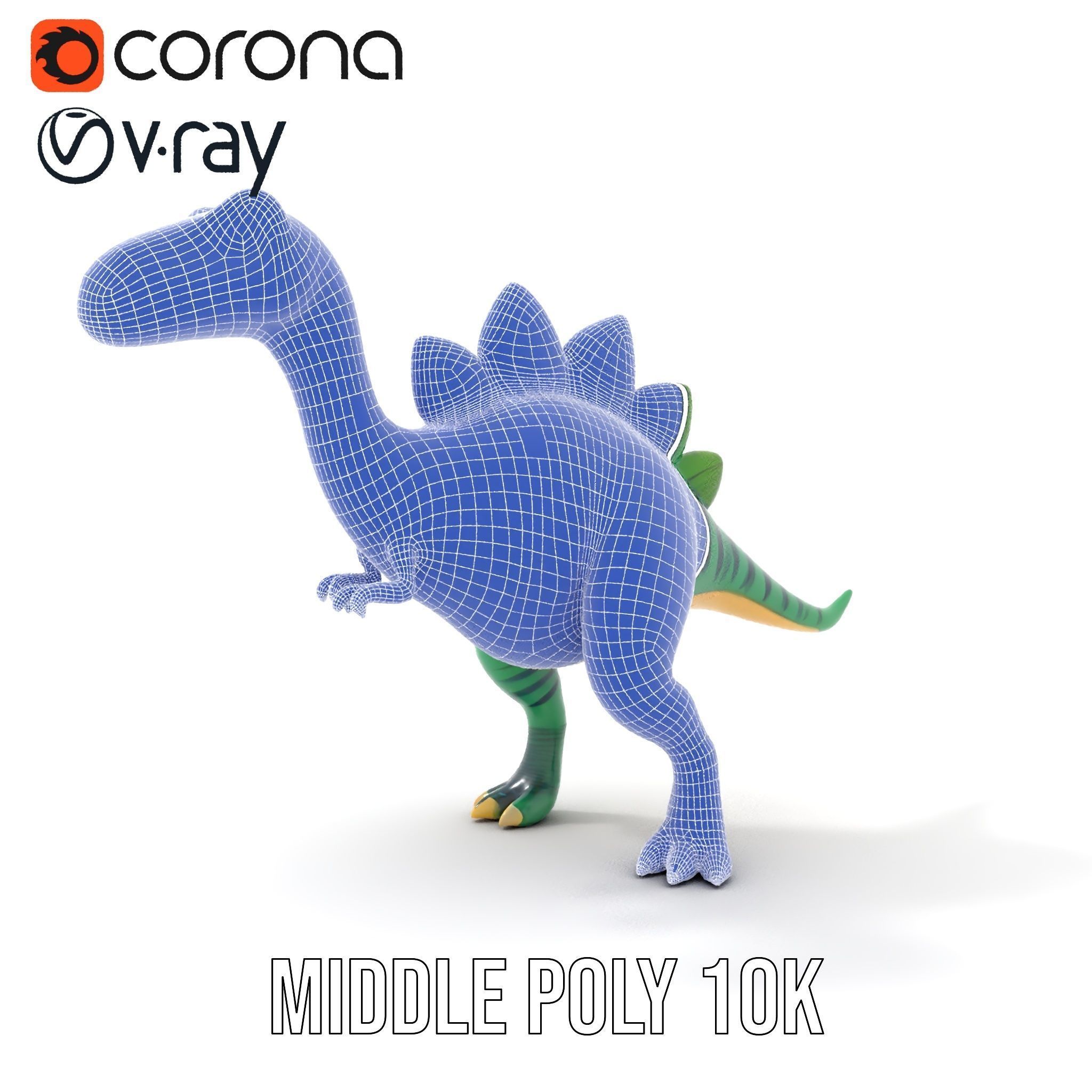 Cartoon Dinosaur Model Pack with Vibrant Textures Low-poly 3D model_11