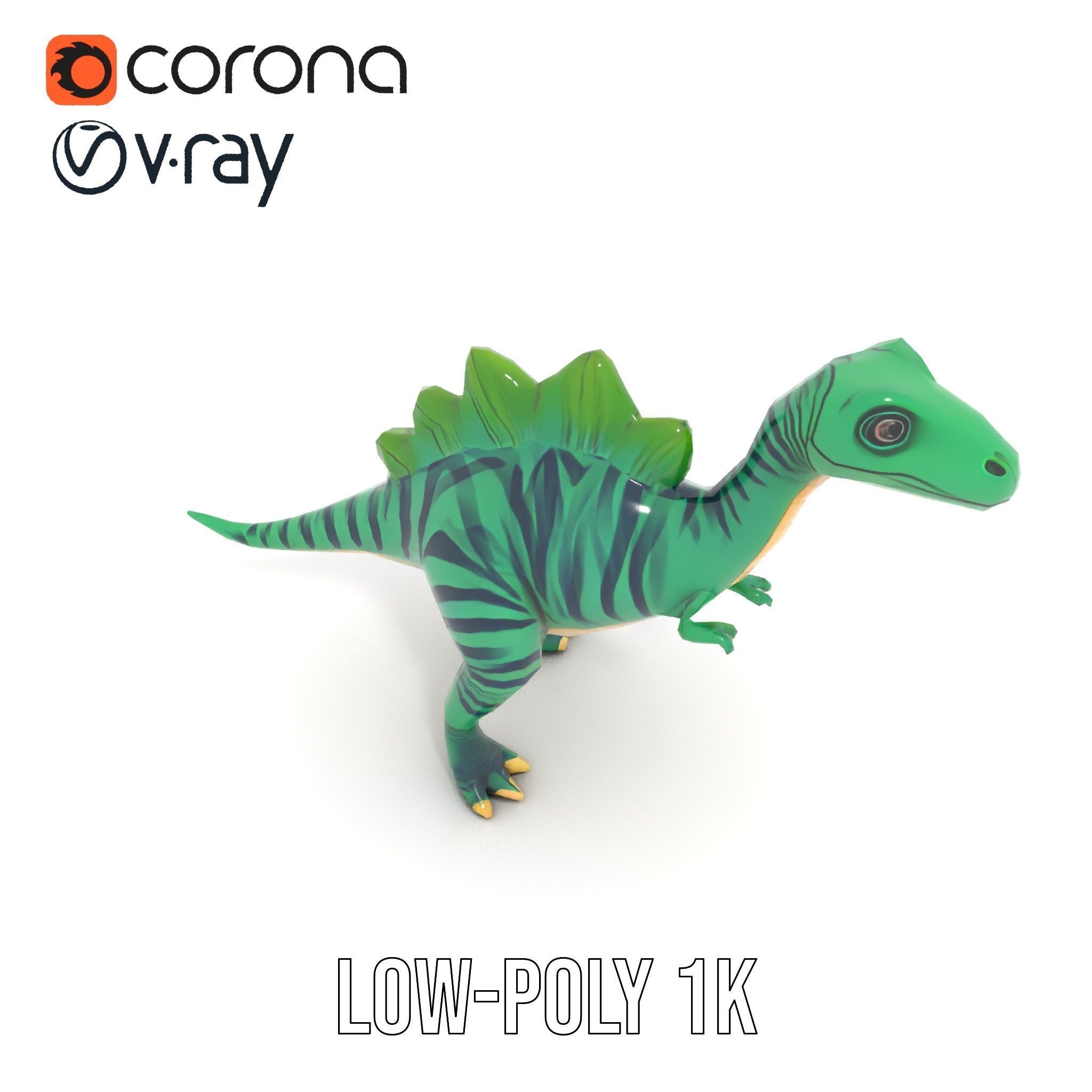 Cartoon Dinosaur Model Pack with Vibrant Textures Low-poly 3D model_14