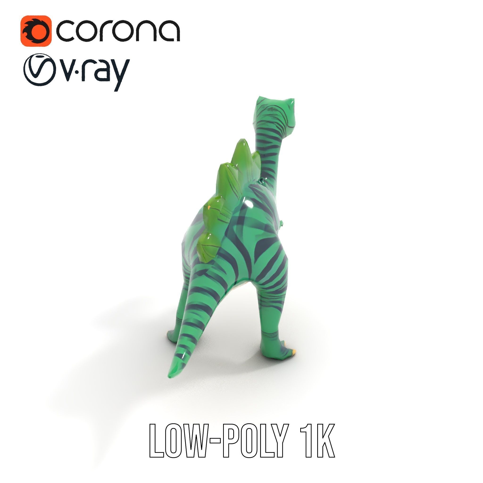 Cartoon Dinosaur Model Pack with Vibrant Textures Low-poly 3D model_9