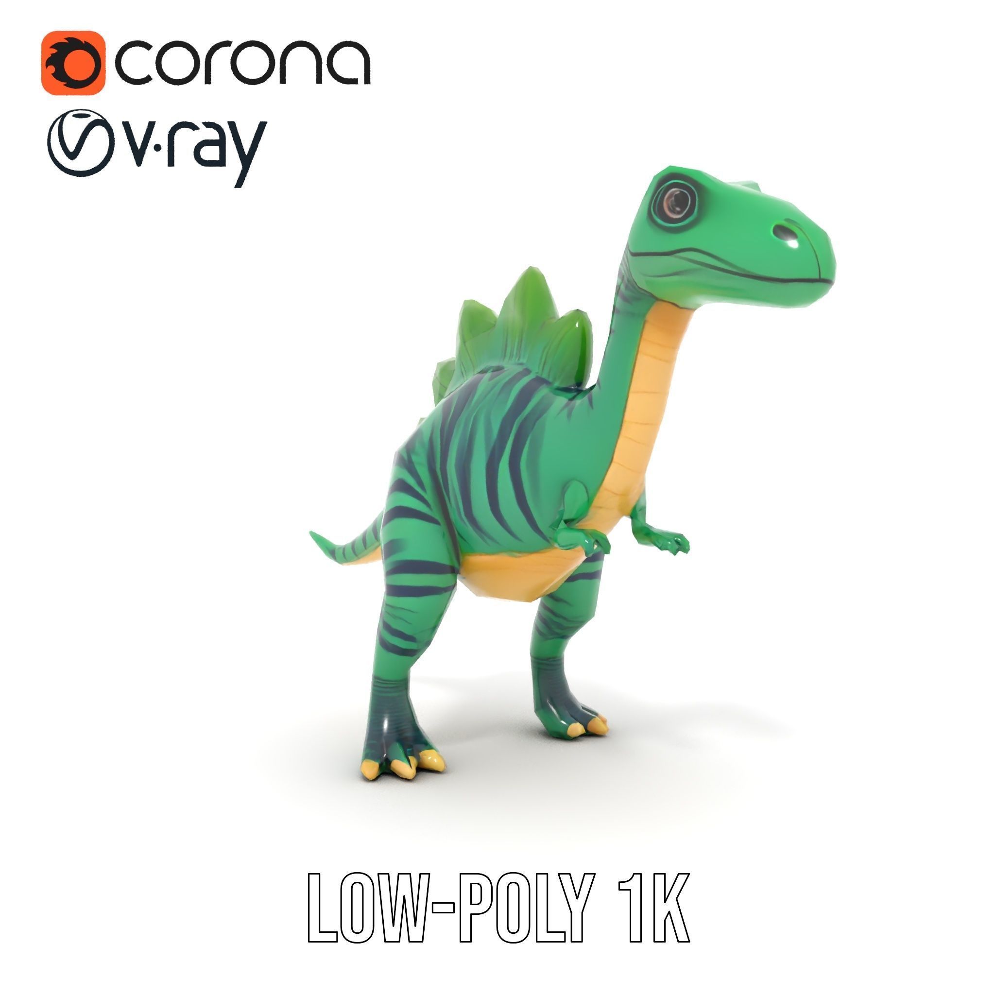 Cartoon Dinosaur Model Pack with Vibrant Textures Low-poly 3D model_20