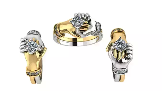 Hand ring diamond jewelry print  3D print model