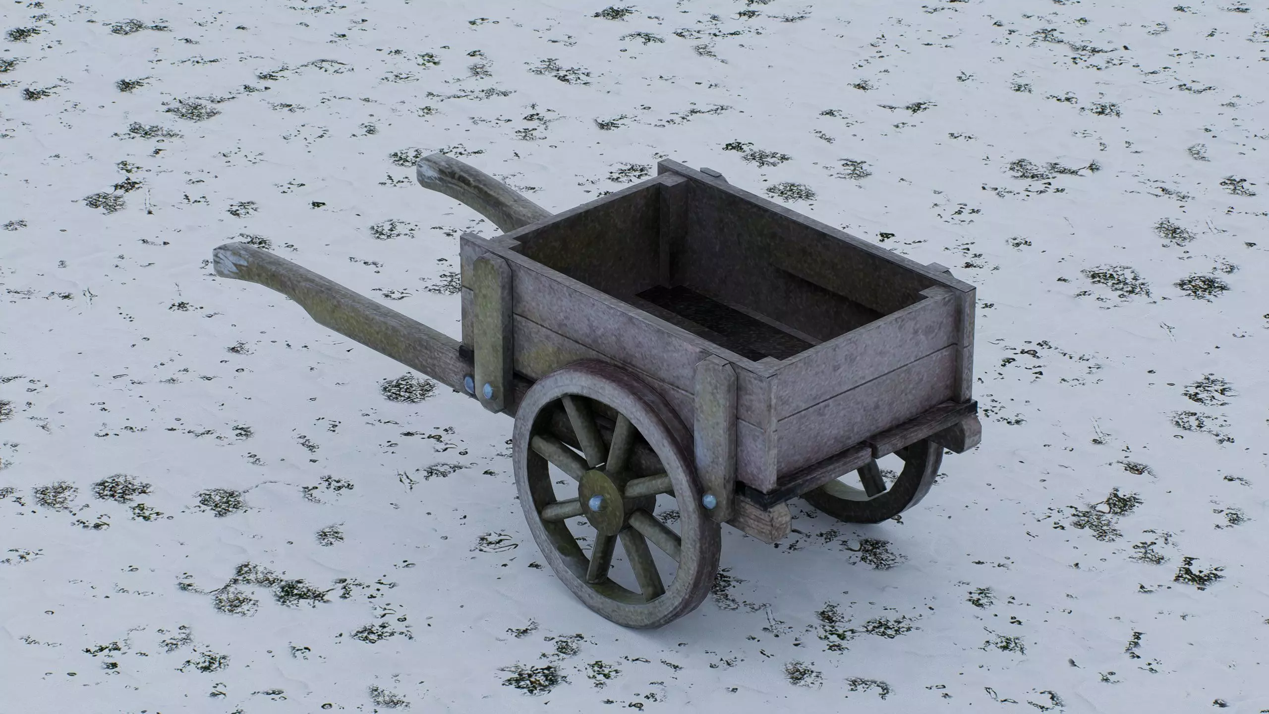 Rustic Wooden Handcart Low-poly 3D model