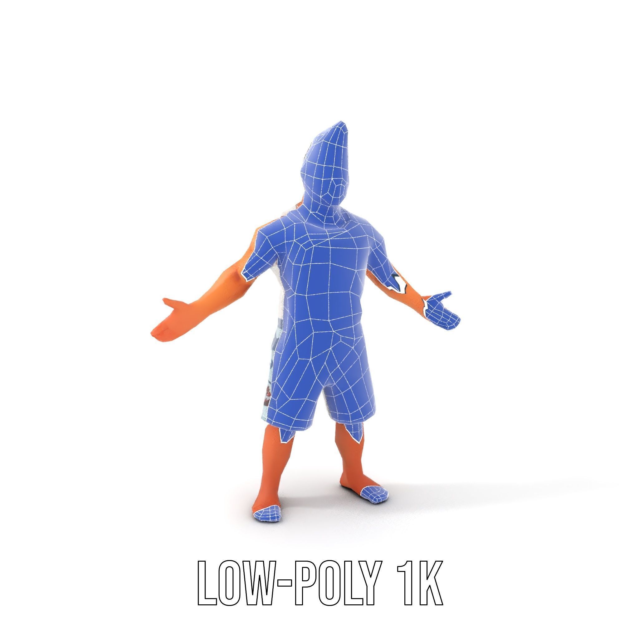Surf Dude in Shark Shorts Rigged and Animated Character Model Low-poly 3D model_13