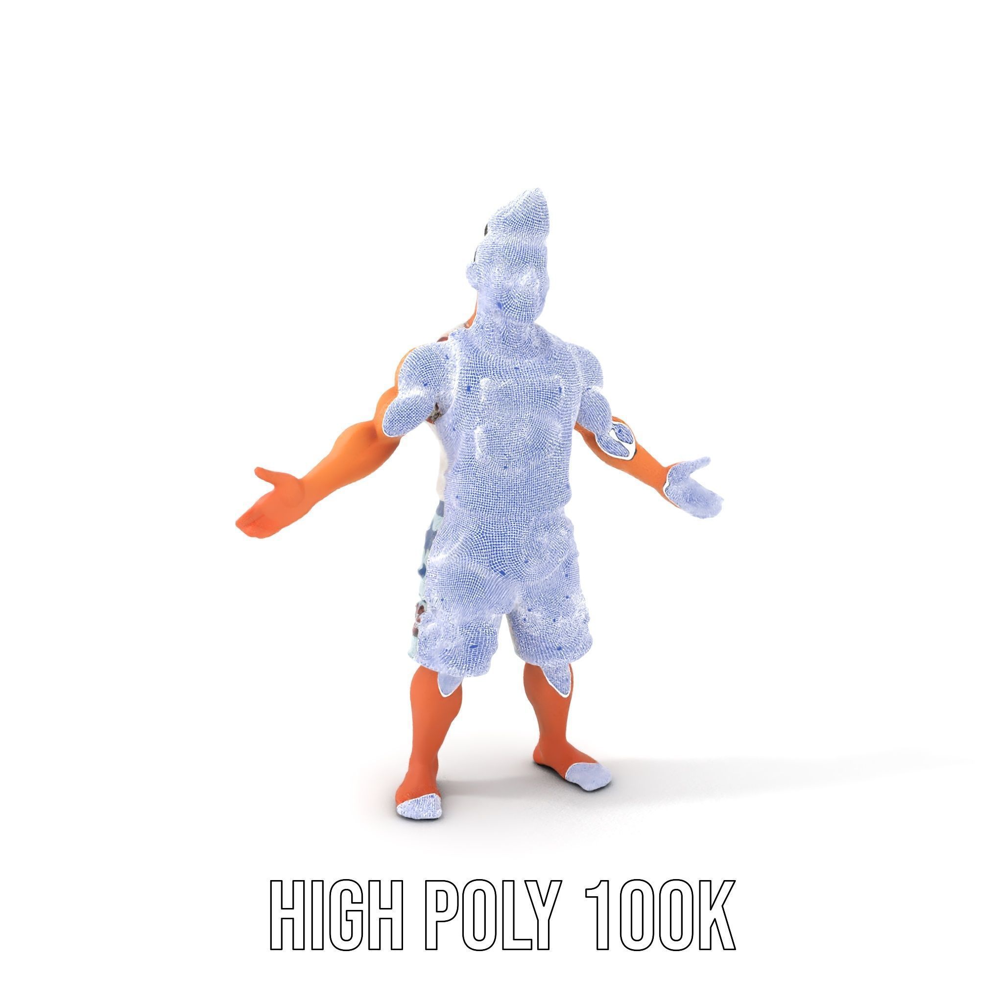 Surf Dude in Shark Shorts Rigged and Animated Character Model Low-poly 3D model_4