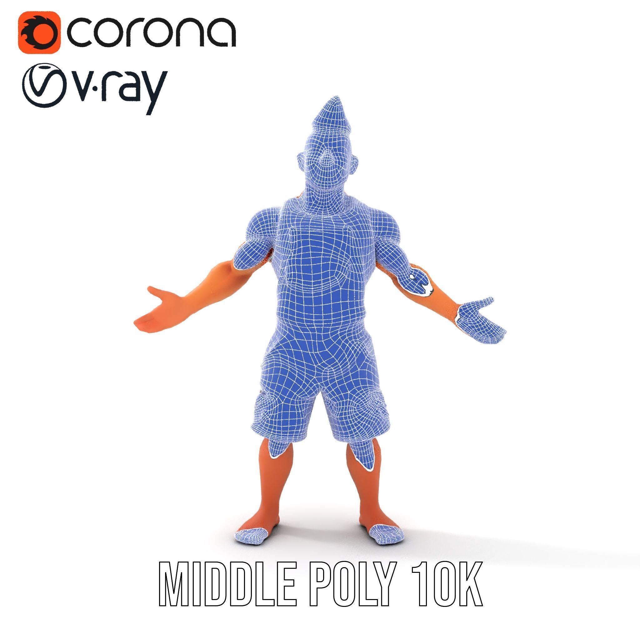 Surf Dude in Shark Shorts Rigged and Animated Character Model Low-poly 3D model_34