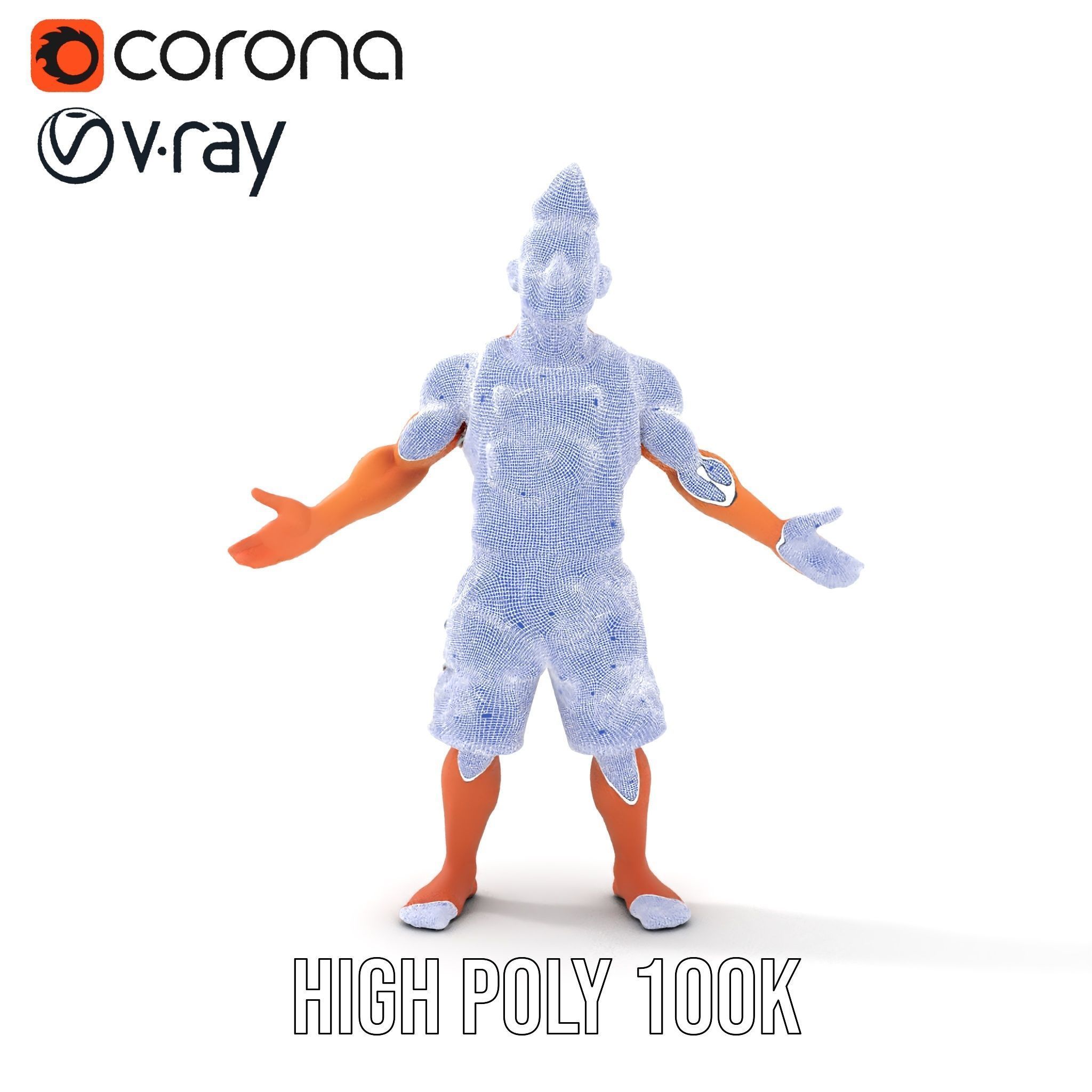 Surf Dude in Shark Shorts Rigged and Animated Character Model Low-poly 3D model_28